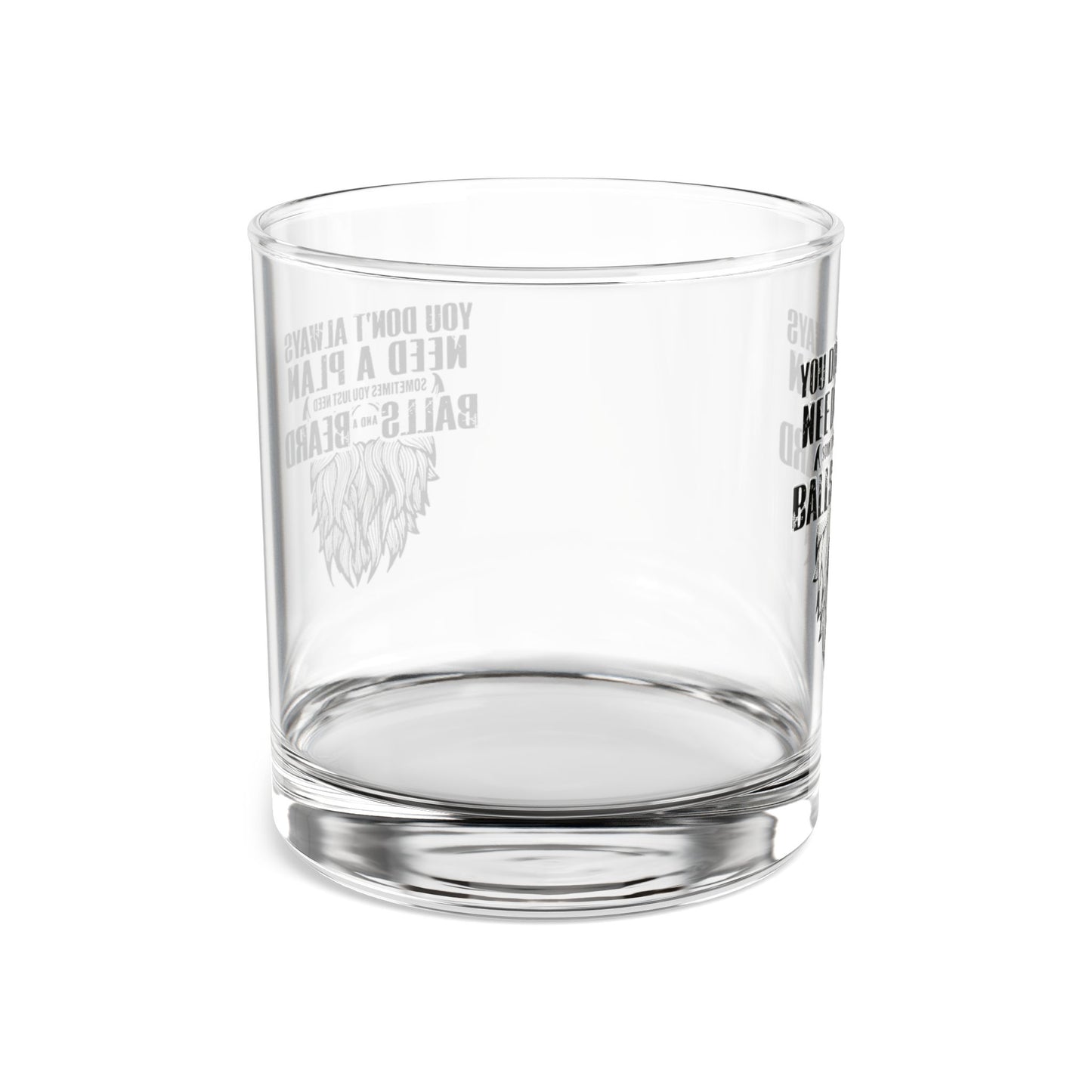 'Just balls and a beard"-  Distressed Rocks Glass, 10oz