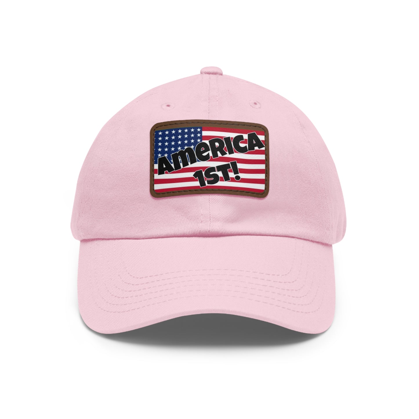 America first!- Dad Hat with Leather Patch (Rectangle)
