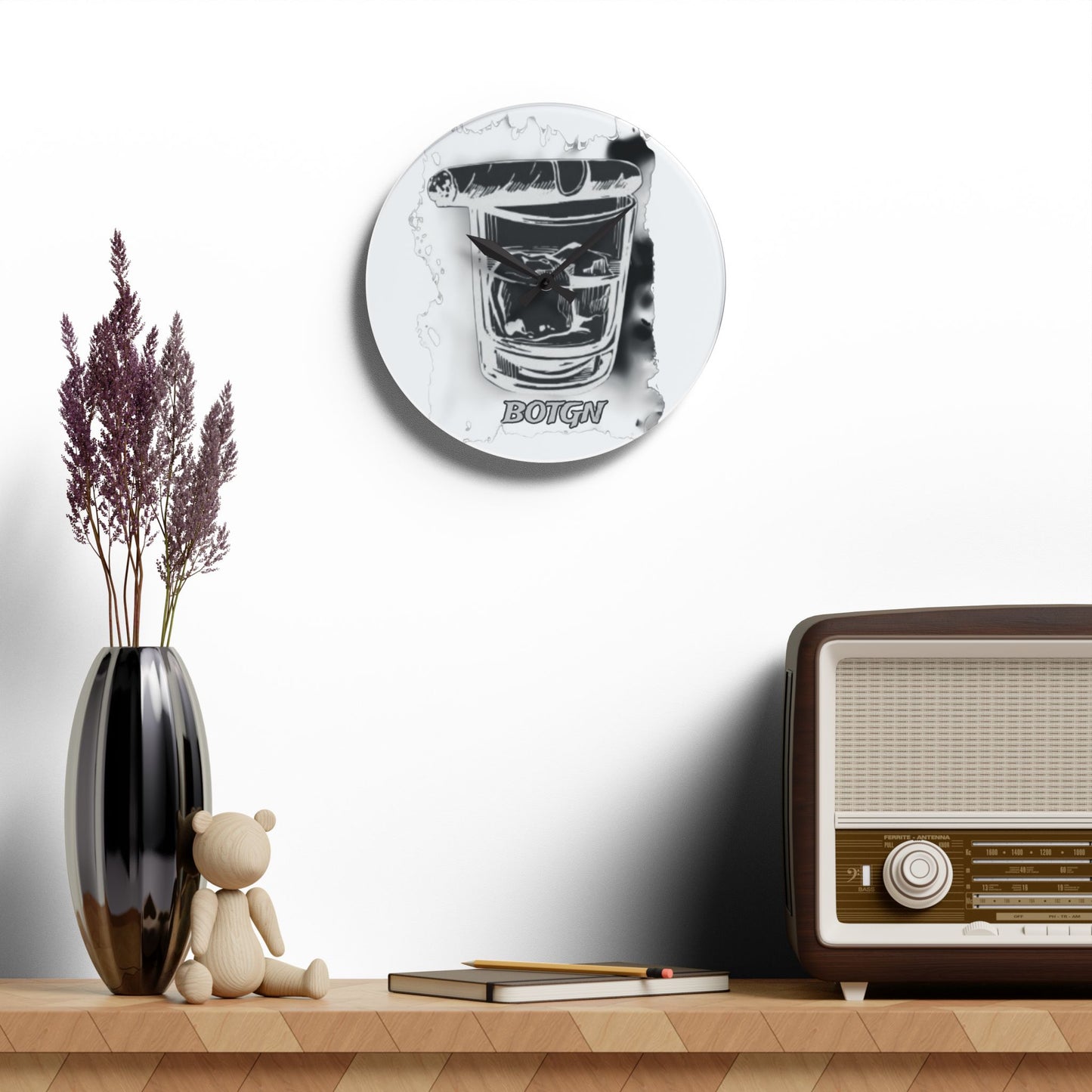BOTGN cigar and whiskey- Acrylic Wall Clock