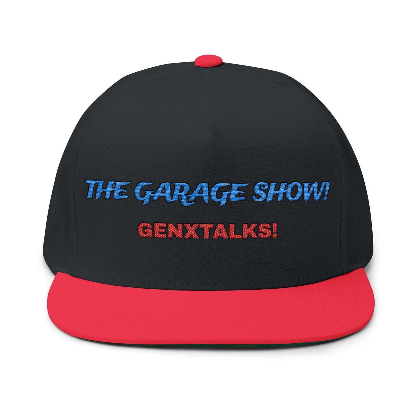 Embroidered Flat Bill Cap - The Garage Show | Snaps in back