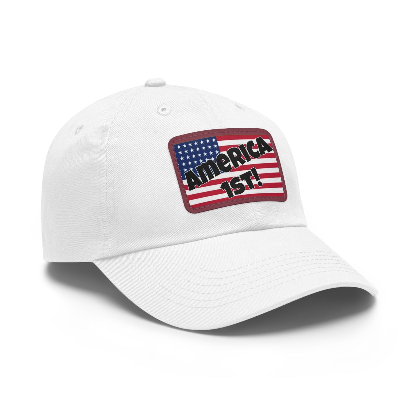 America first!- Dad Hat with Leather Patch (Rectangle)