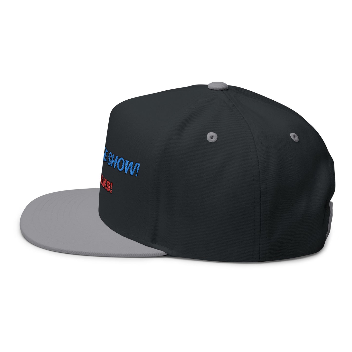 Embroidered Flat Bill Cap - The Garage Show | Snaps in back