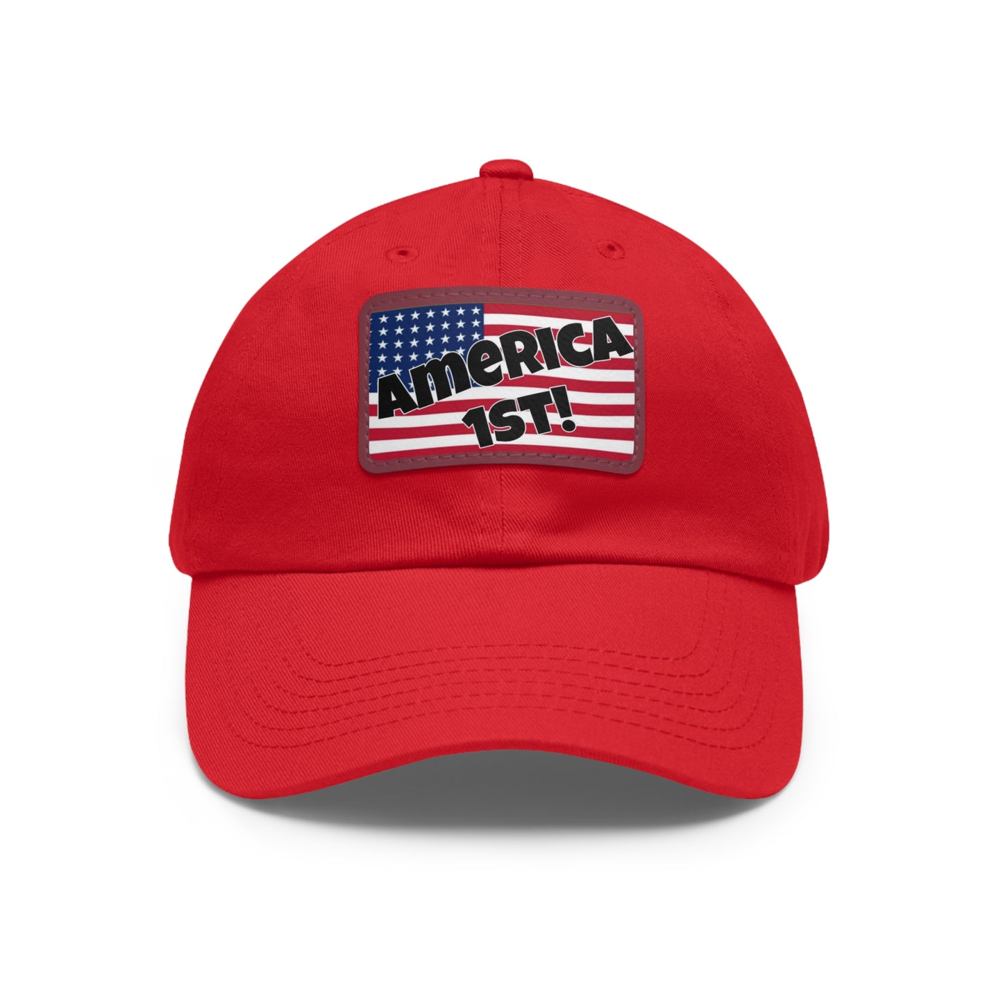 America first!- Dad Hat with Leather Patch (Rectangle)