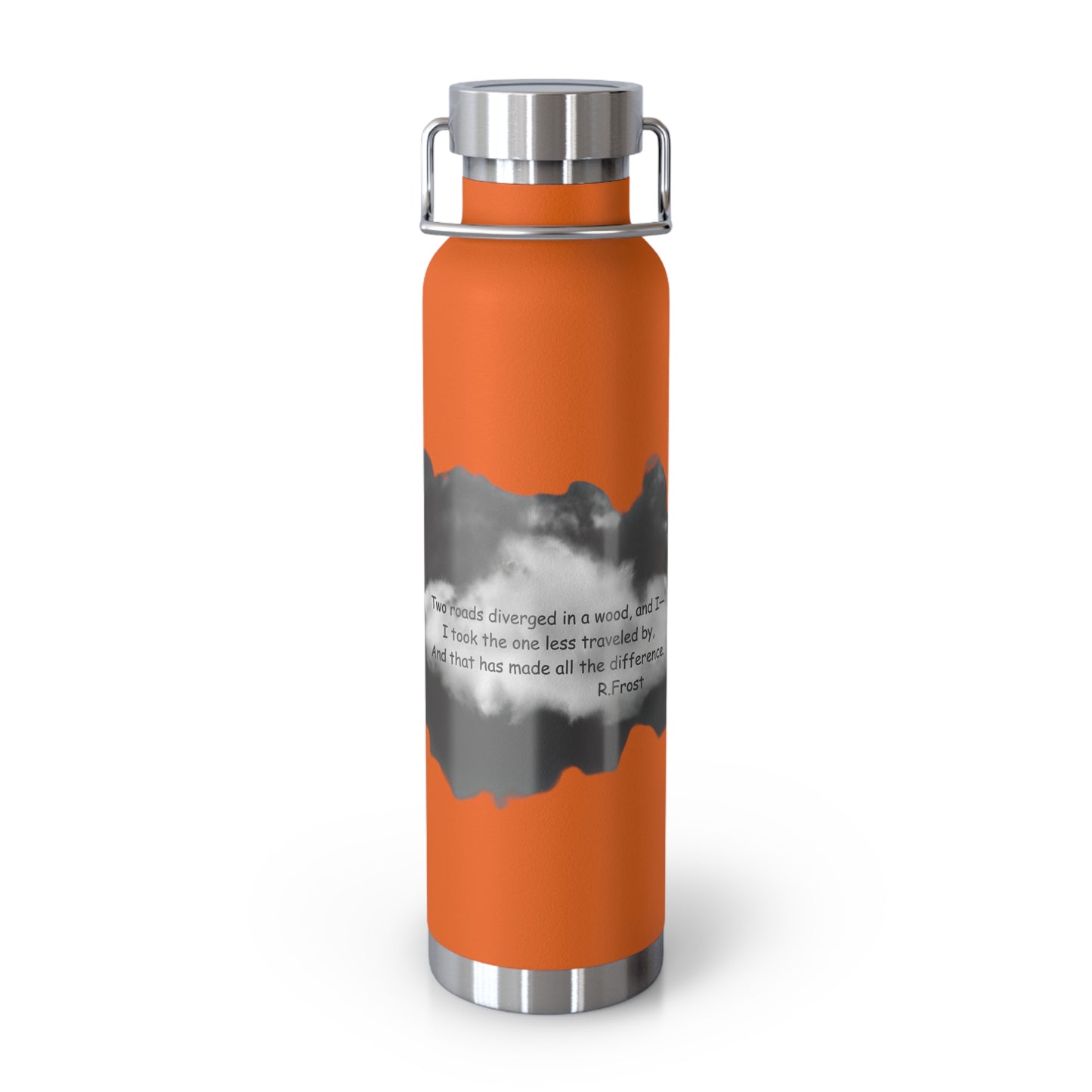 "Two Roads Diverged In The Woods...."-Copper Insulated Water Bottle – R. Frost Quote