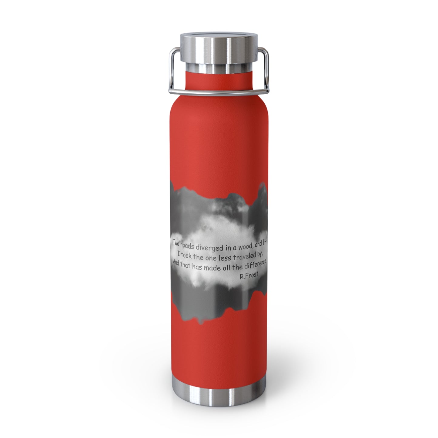 "Two Roads Diverged In The Woods...."-Copper Insulated Water Bottle – R. Frost Quote