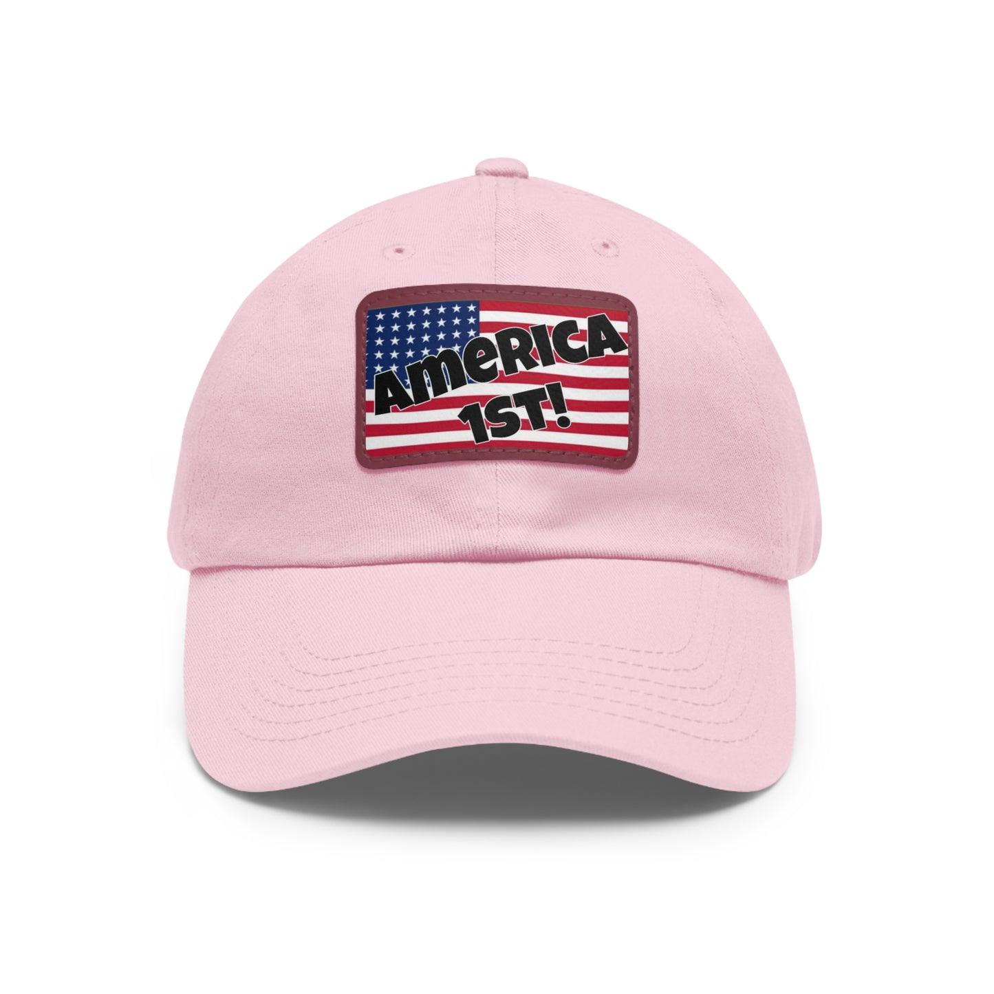 America first!- Dad Hat with Leather Patch (Rectangle)