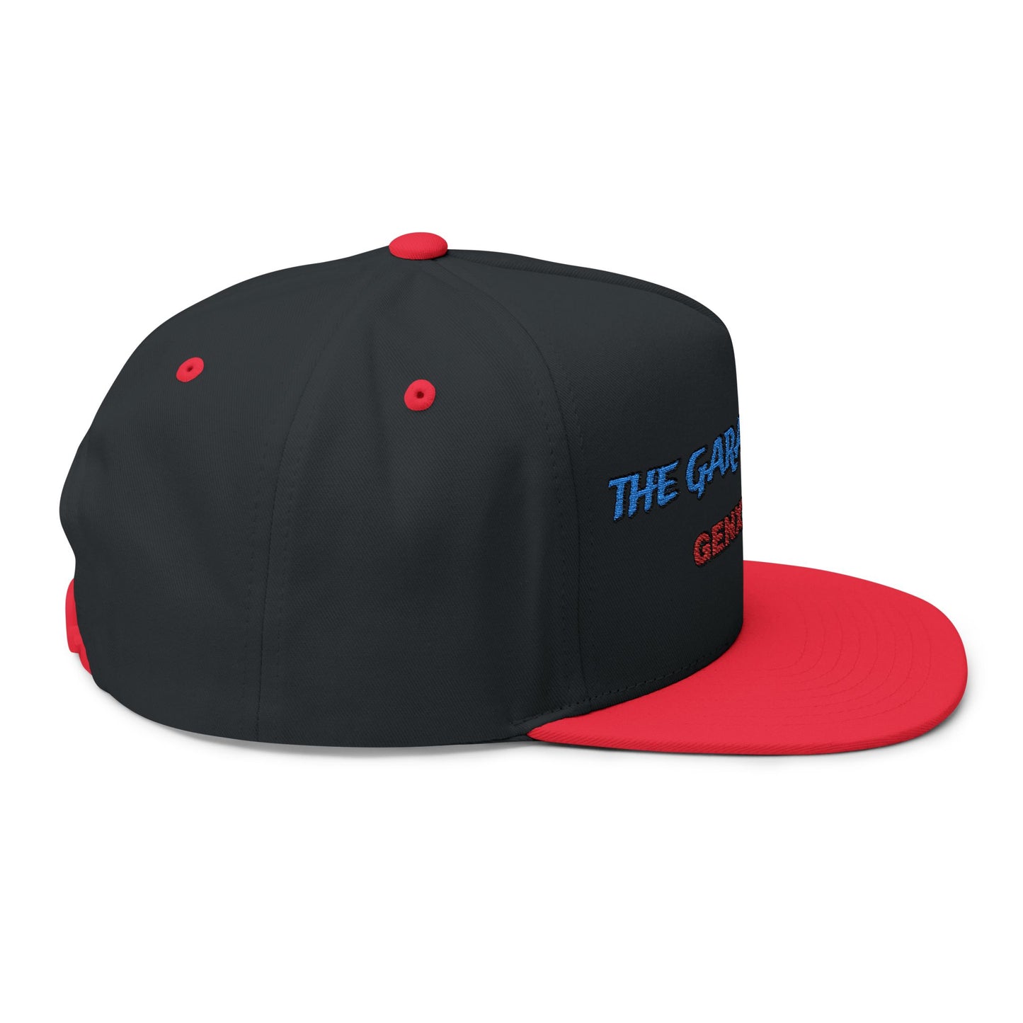 Embroidered Flat Bill Cap - The Garage Show | Snaps in back