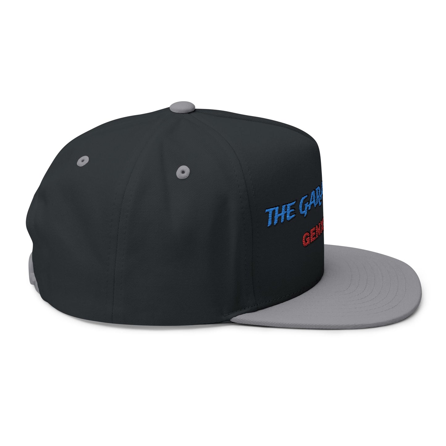 Embroidered Flat Bill Cap - The Garage Show | Snaps in back