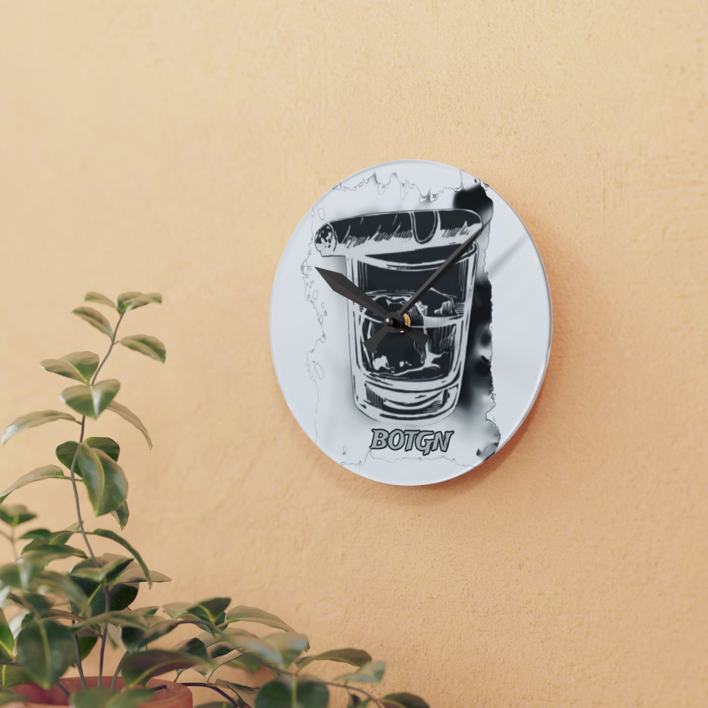 BOTGN cigar and whiskey- Acrylic Wall Clock