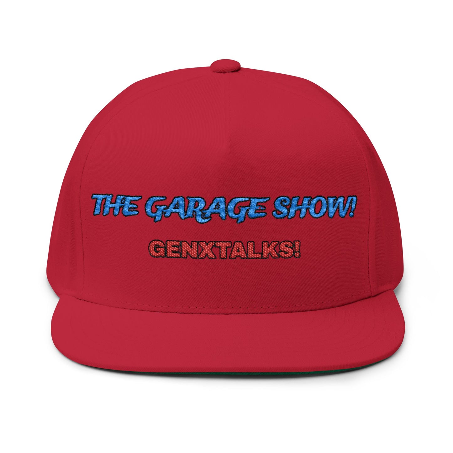 Embroidered Flat Bill Cap - The Garage Show | Snaps in back