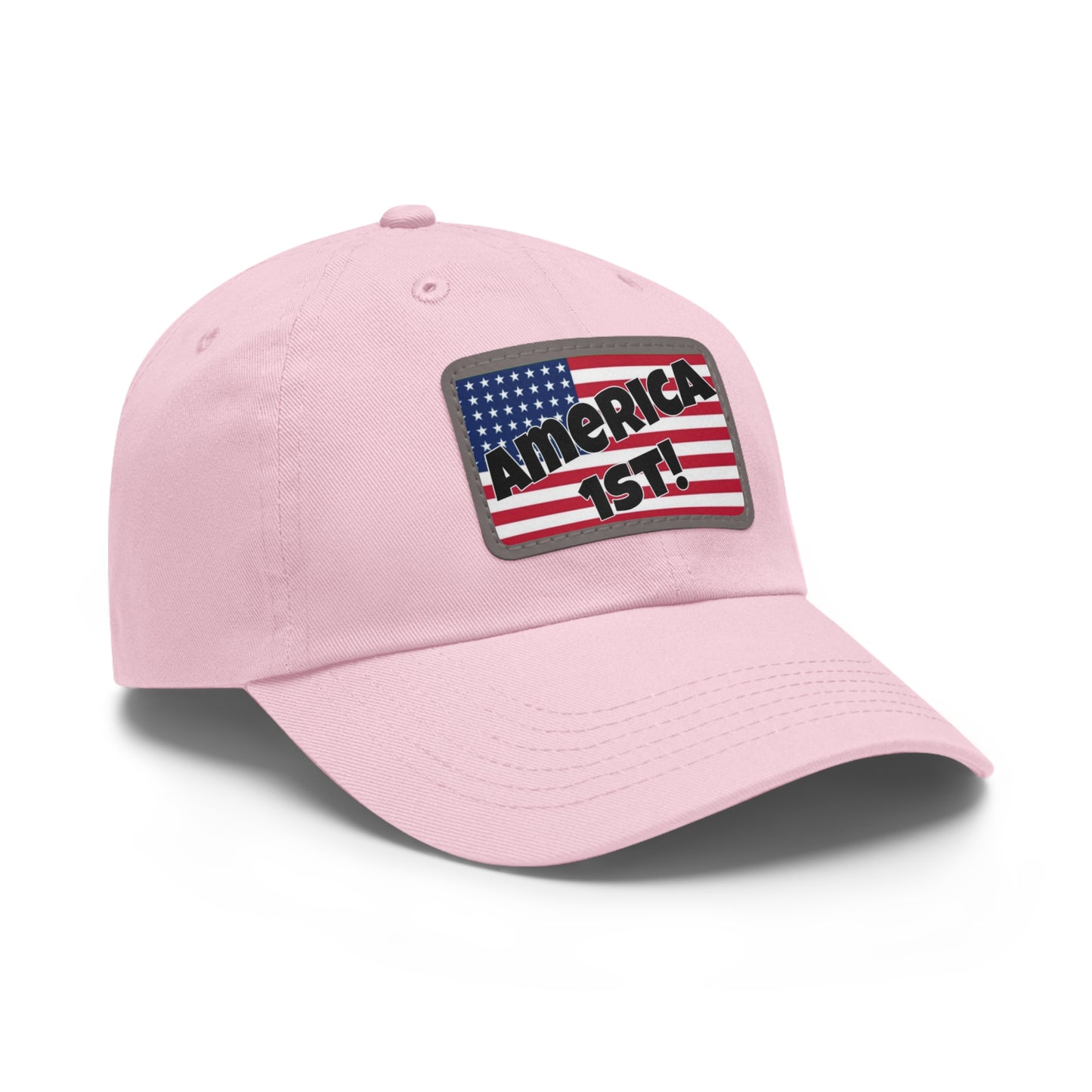 America first!- Dad Hat with Leather Patch (Rectangle)