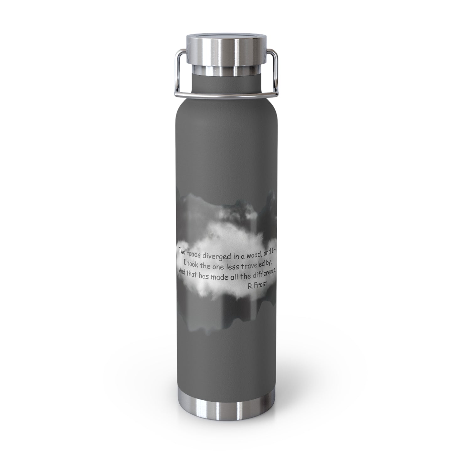 "Two Roads Diverged In The Woods...."-Copper Insulated Water Bottle – R. Frost Quote
