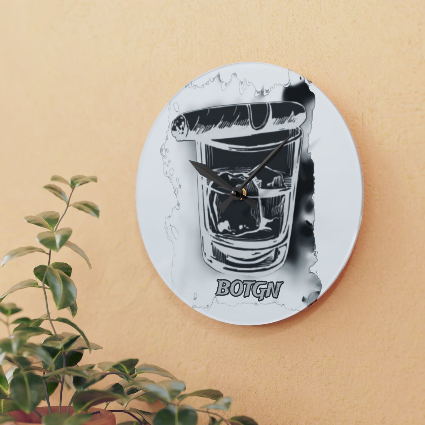 BOTGN cigar and whiskey- Acrylic Wall Clock