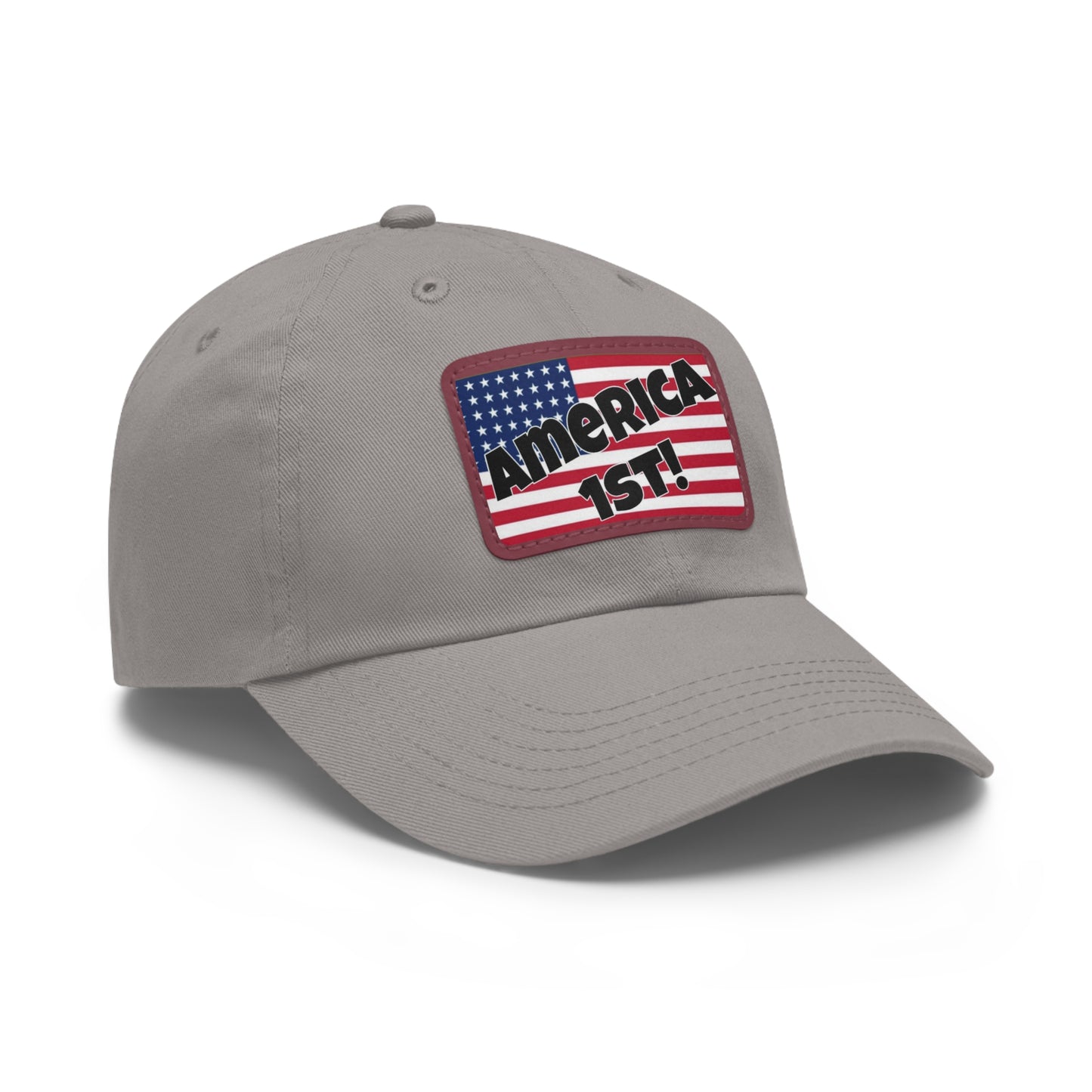 America first!- Dad Hat with Leather Patch (Rectangle)