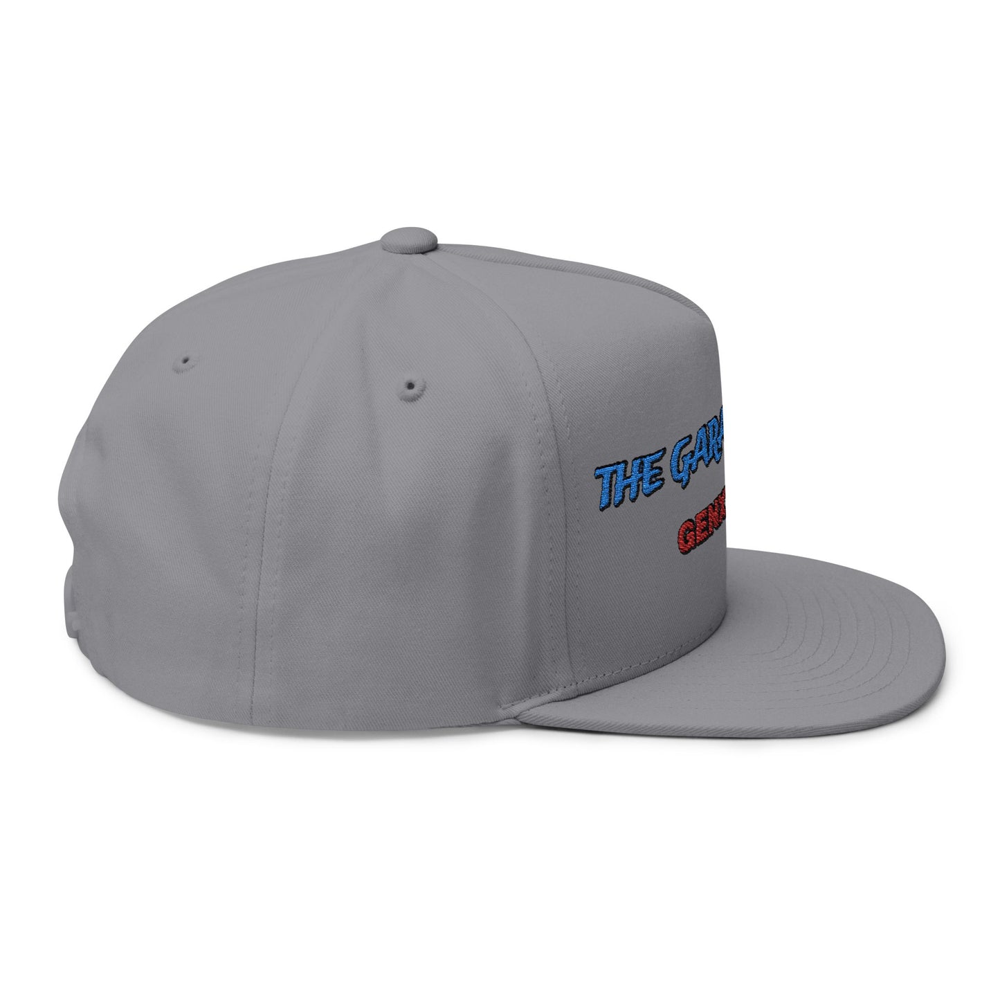 Embroidered Flat Bill Cap - The Garage Show | Snaps in back