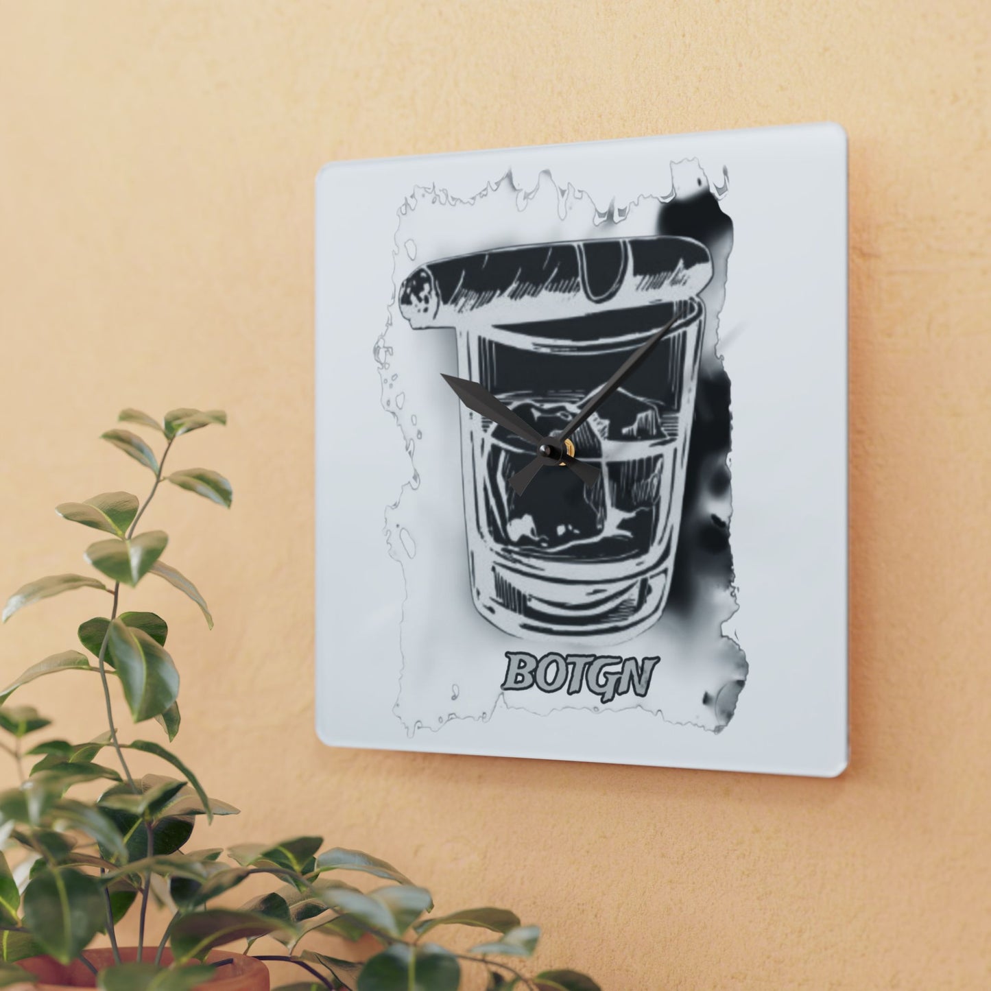 BOTGN cigar and whiskey- Acrylic Wall Clock