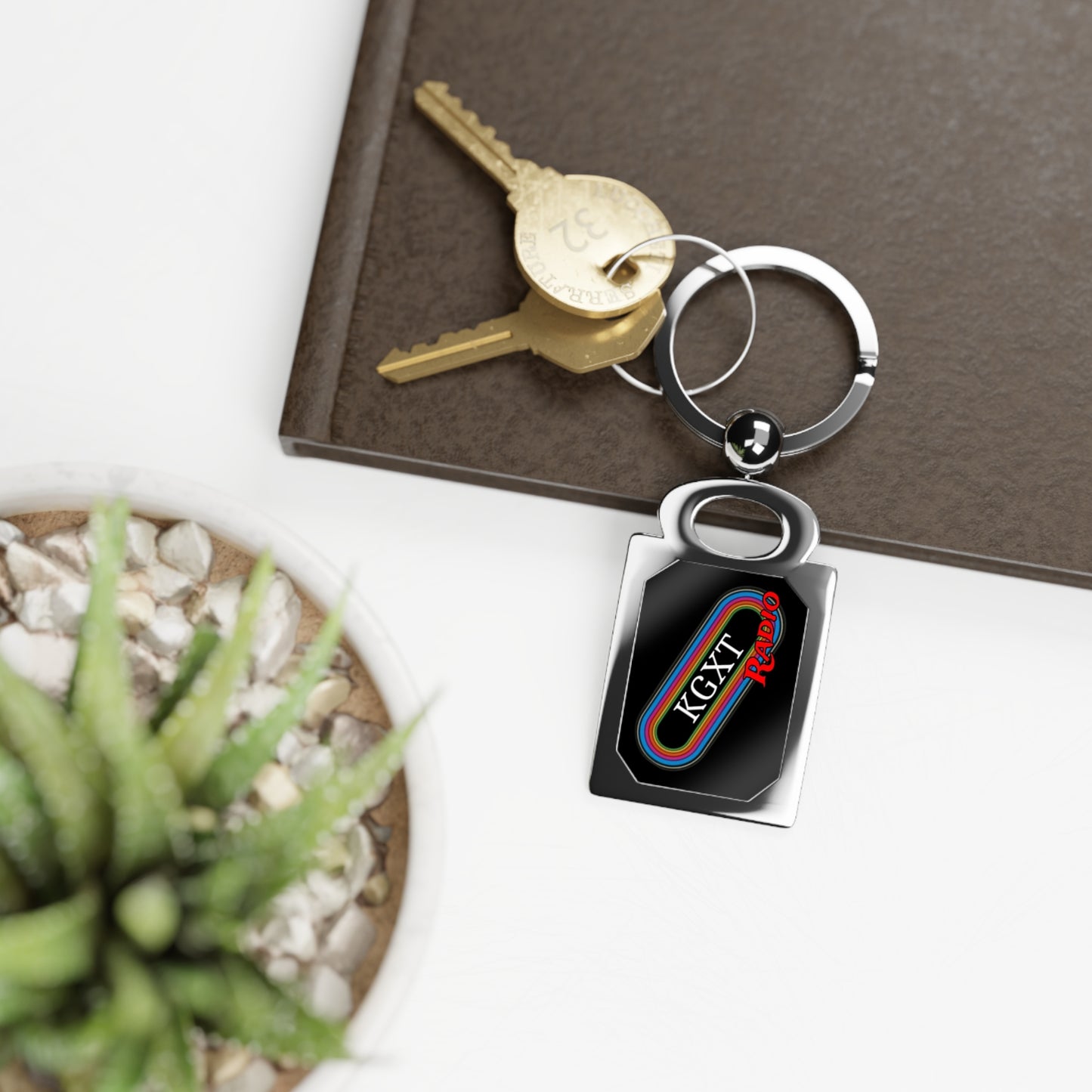 KGXT radio-Rectangle Keyring