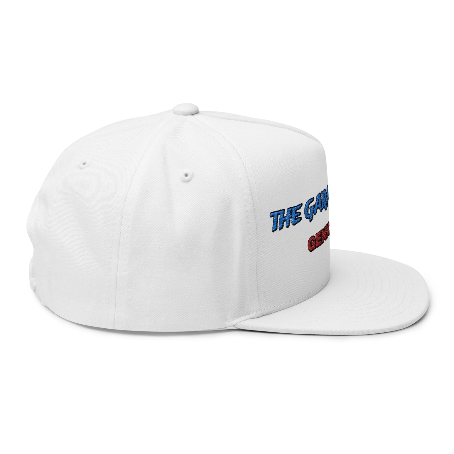 Embroidered Flat Bill Cap - The Garage Show | Snaps in back
