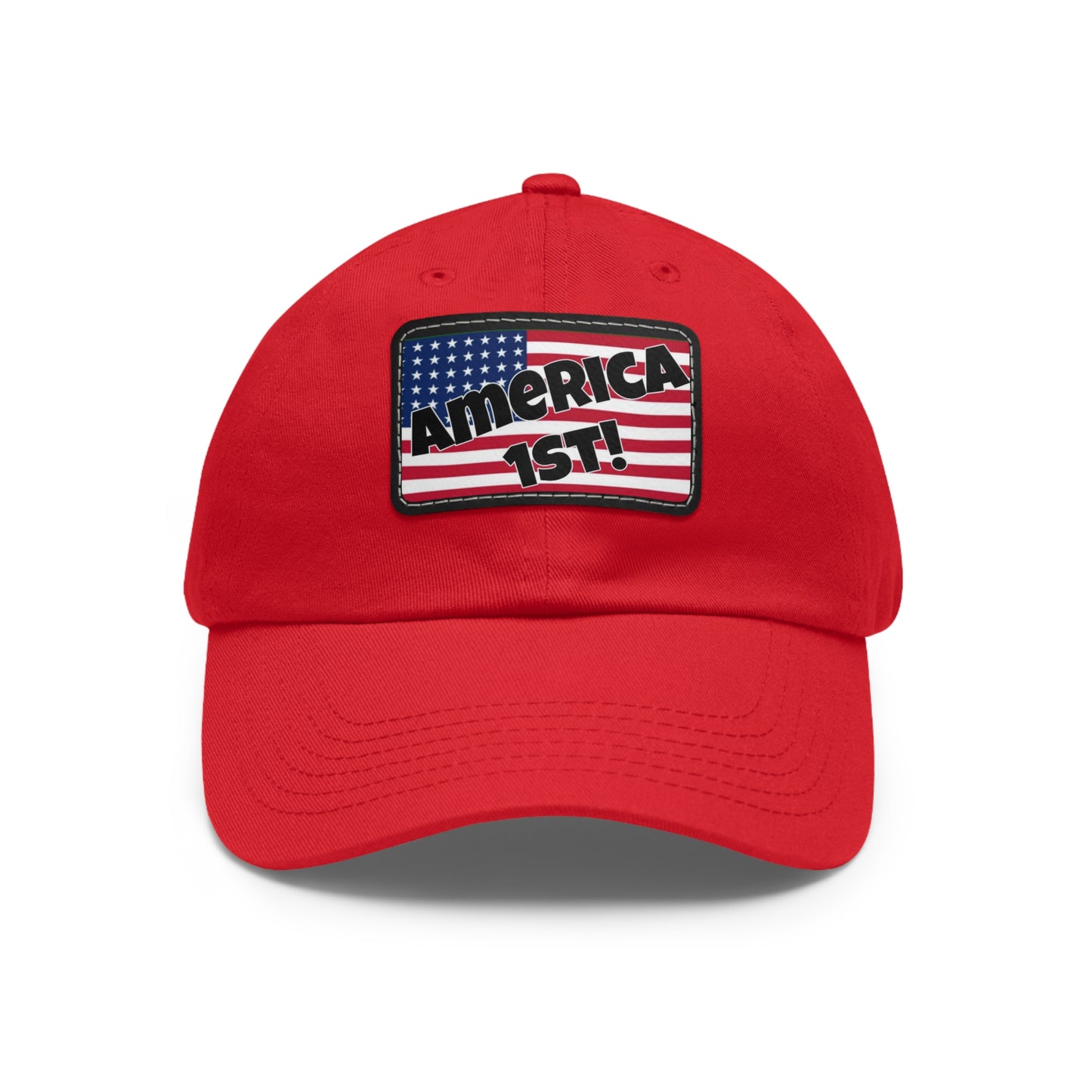 America first!- Dad Hat with Leather Patch (Rectangle)