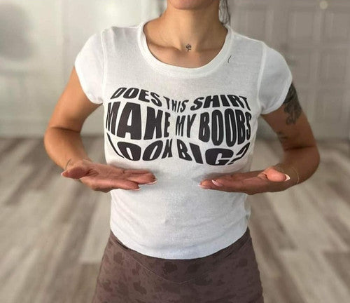 Funny Unisex Cotton Crew Tee - 'Does This Shirt Make My Boobs Look Big?'
