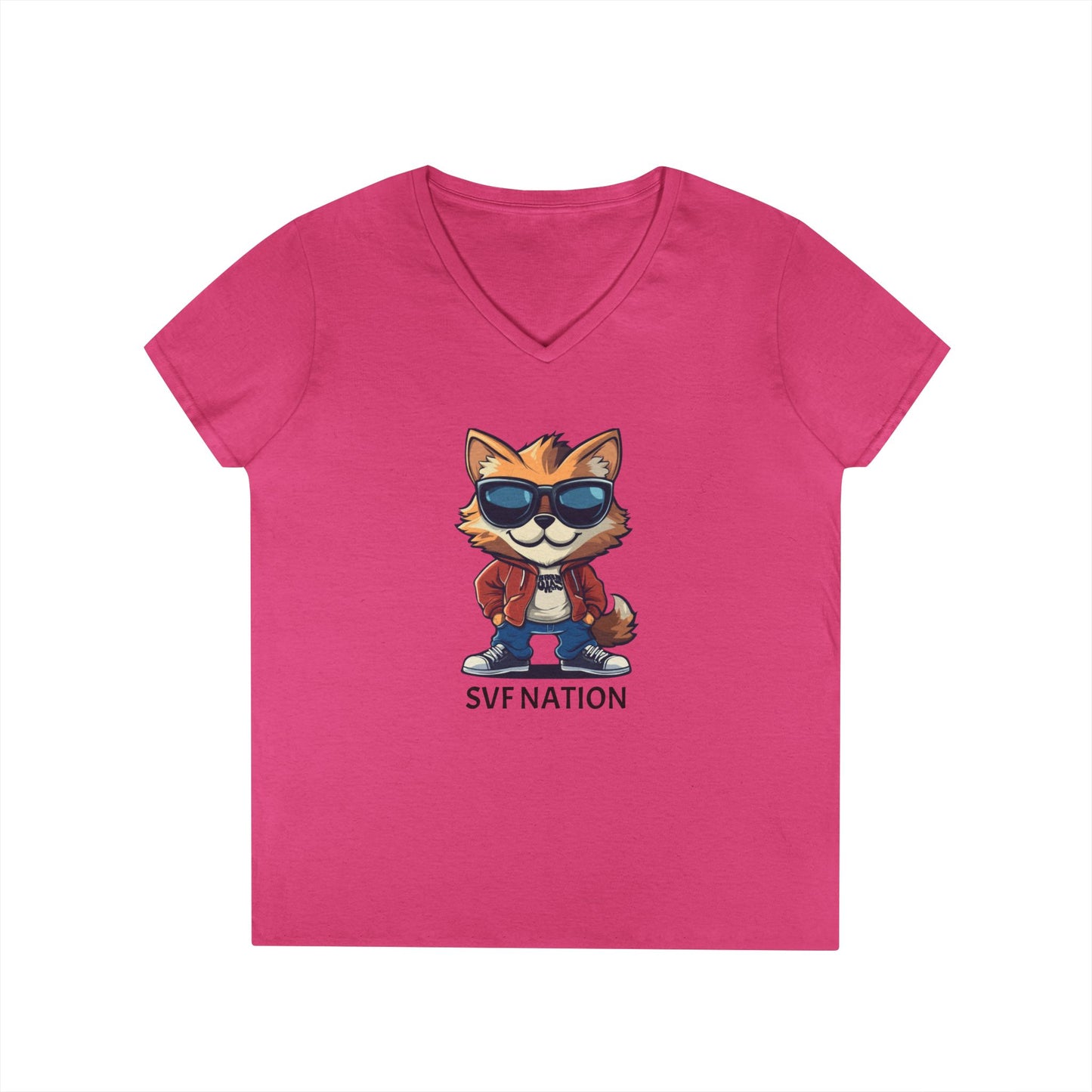 SFV NATION V-Neck T-Shirt, Trendy Graphic Tee: Casual Wear, Summer Style