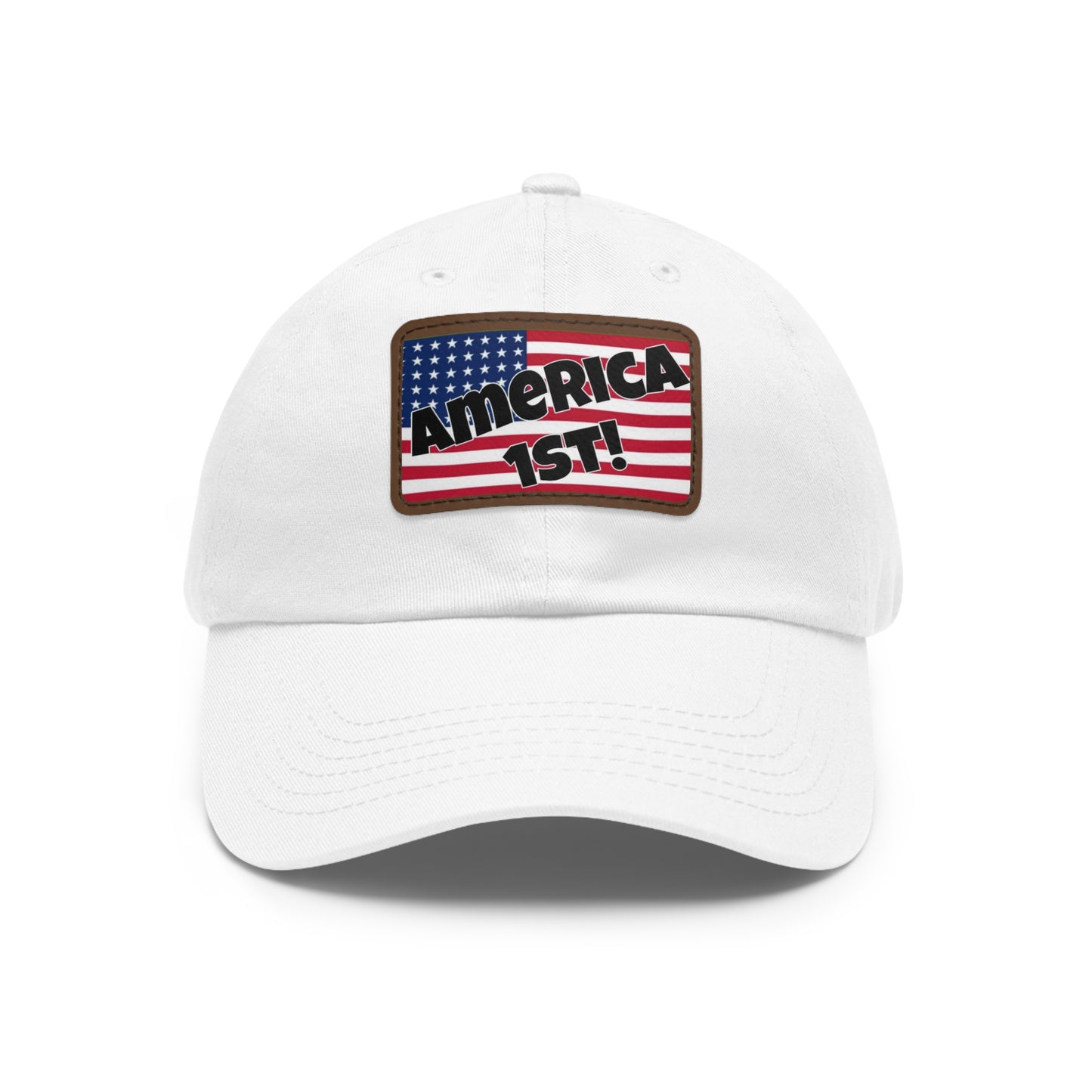 America first!- Dad Hat with Leather Patch (Rectangle)