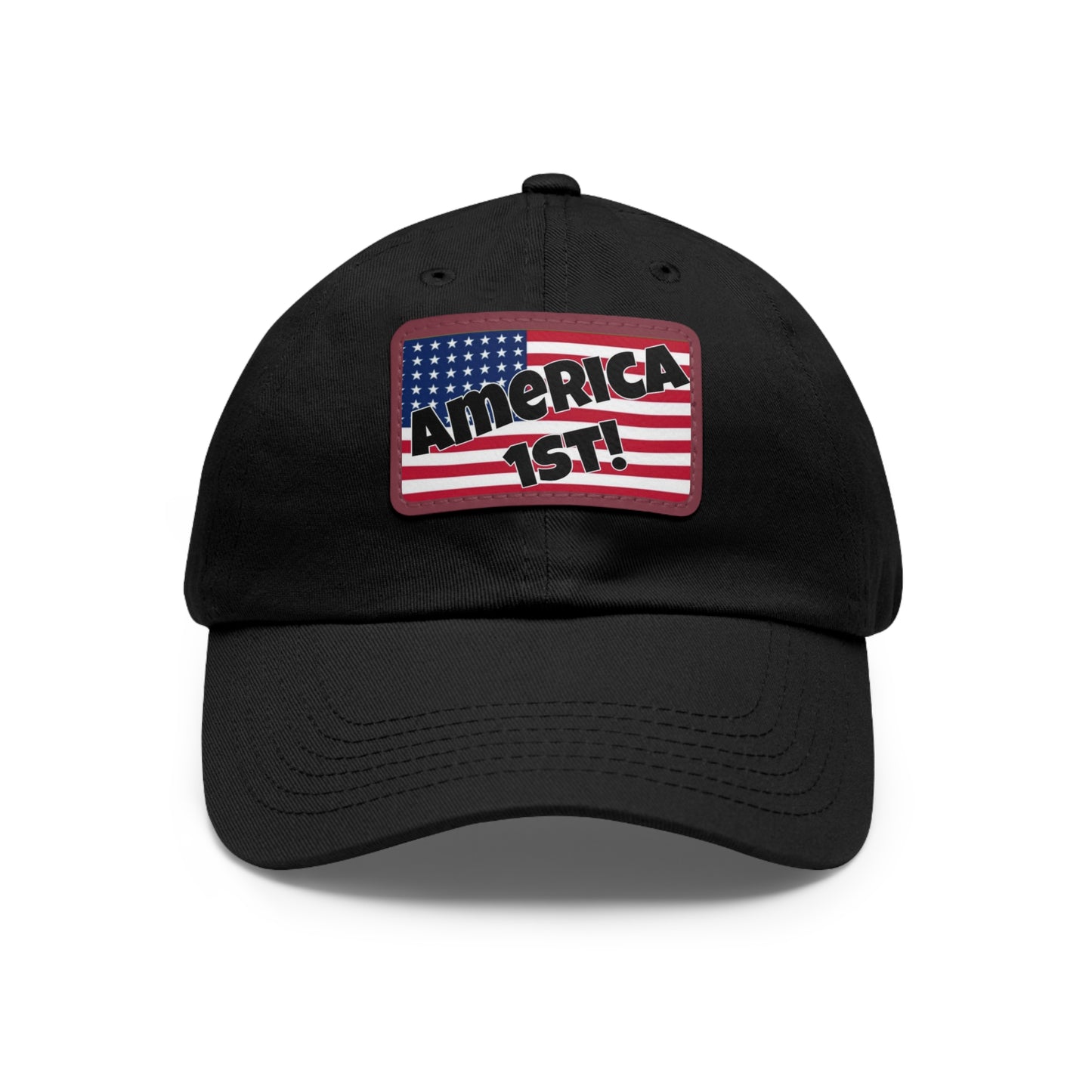 America first!- Dad Hat with Leather Patch (Rectangle)