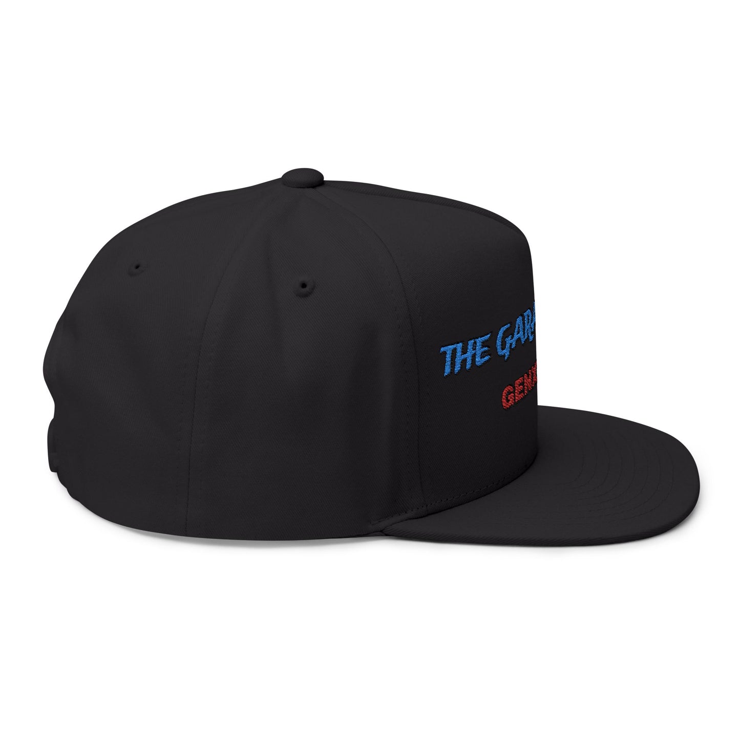 Embroidered Flat Bill Cap - The Garage Show | Snaps in back
