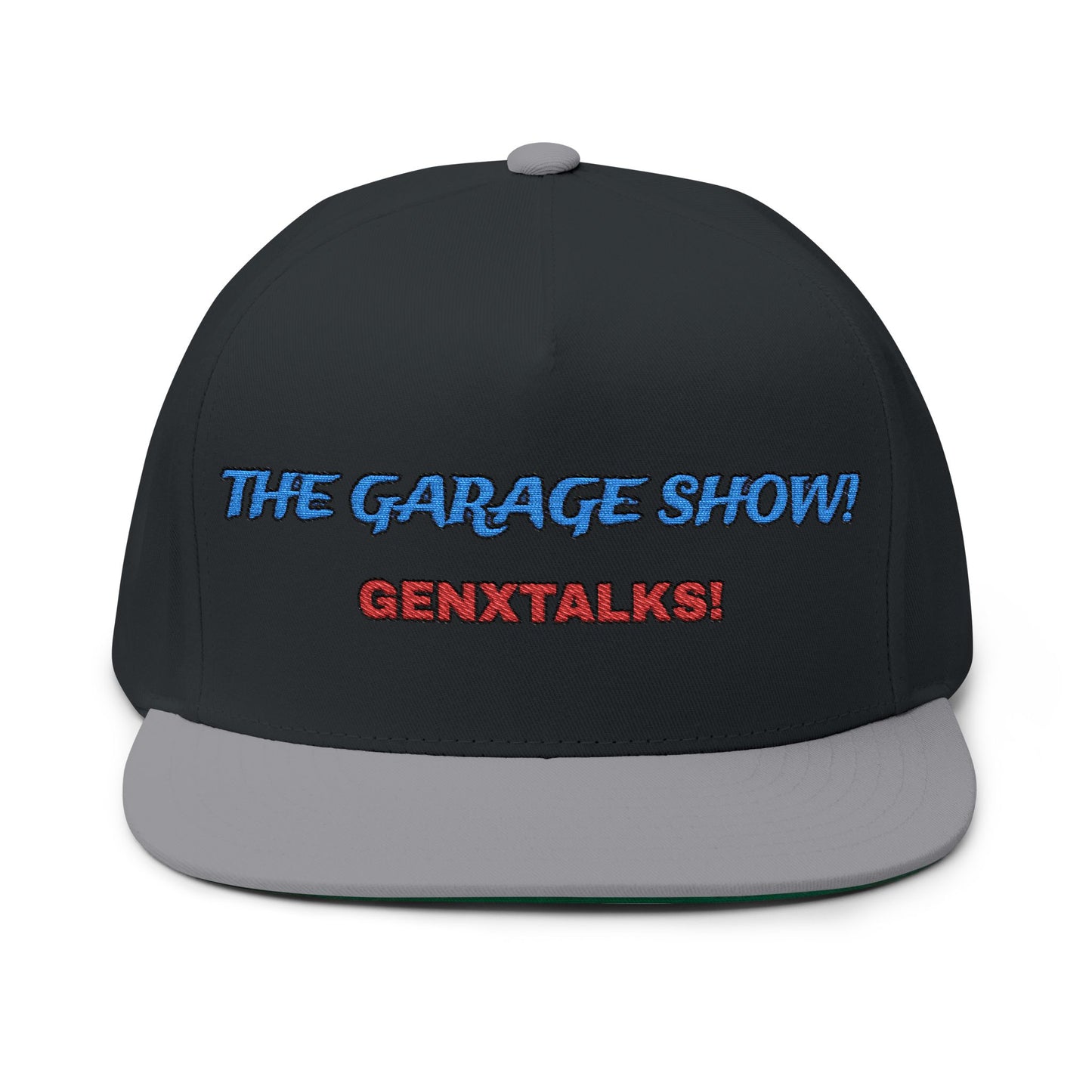 Embroidered Flat Bill Cap - The Garage Show | Snaps in back
