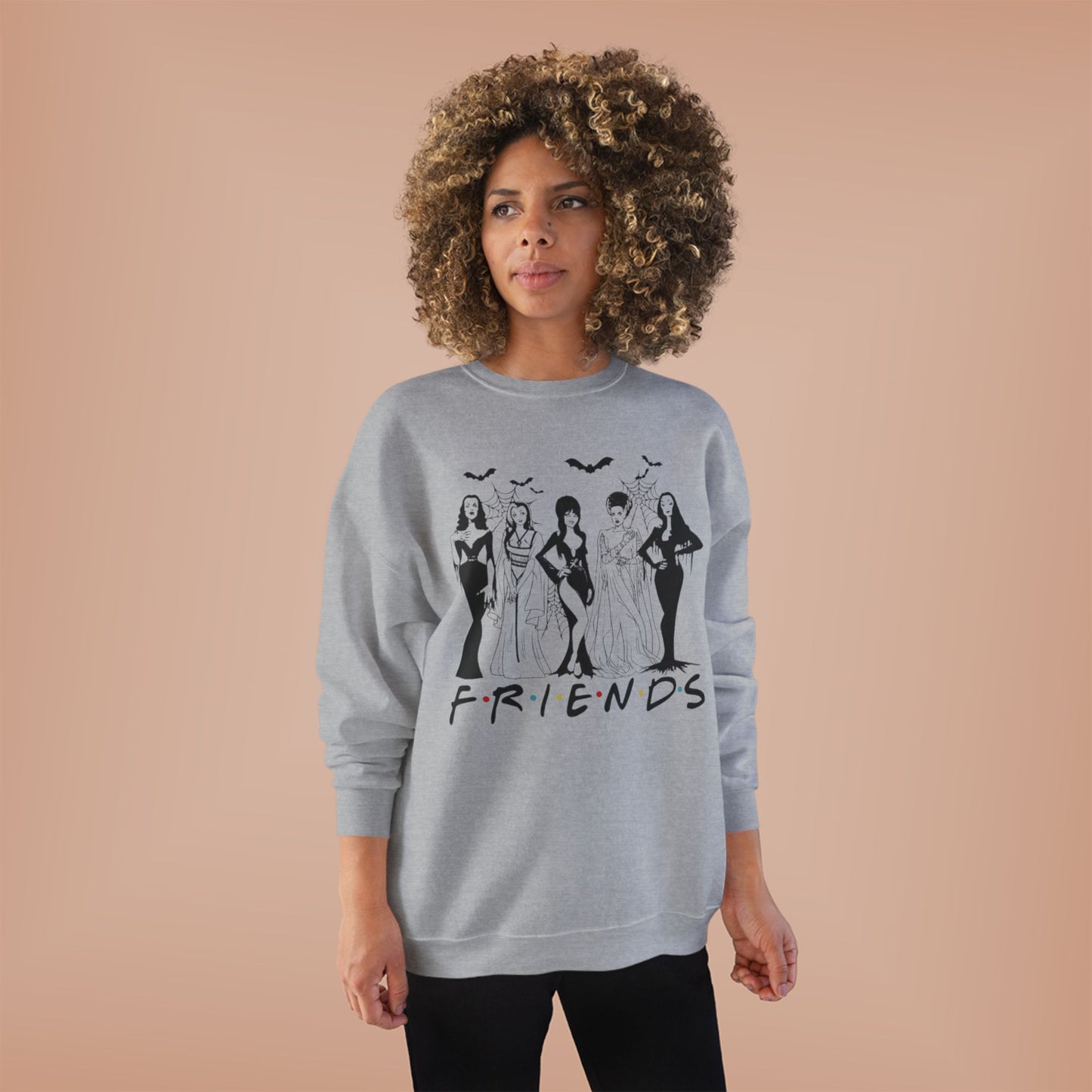 Spooky Friends Eco-Friendly Crewneck Sweatshirt – Perfect for Halloween, Cozy Vibes, Gift for Friends, Casual Wear