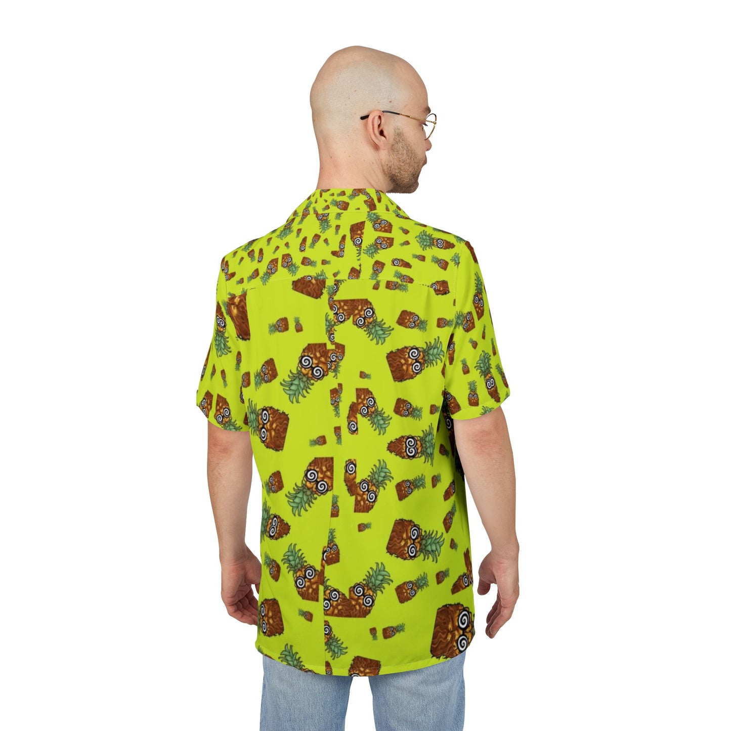 Trippypineapple (no words)- Unisex Hawaiian Button-Down Shirt (AOP)