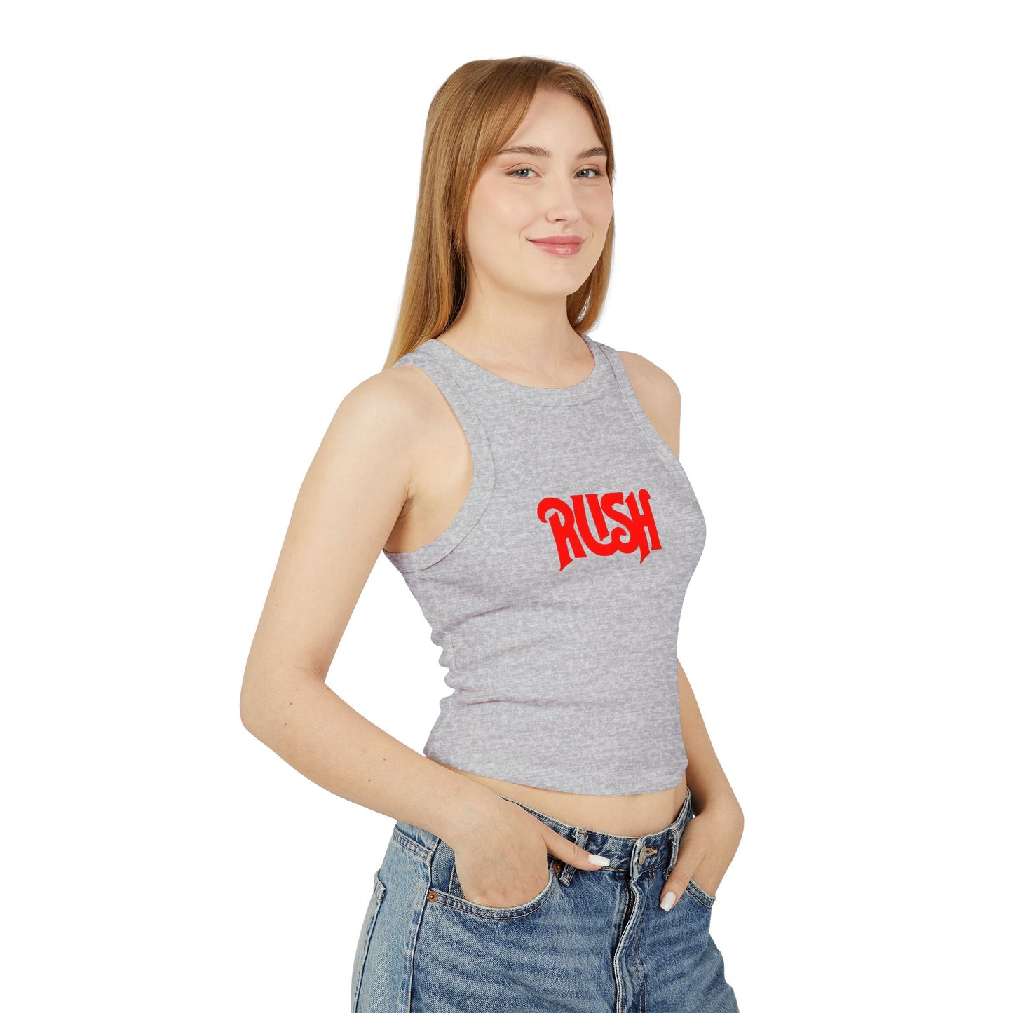 RUSH Women’s Micro Rib Racer Tank Top - Bold Black Fitness Apparel