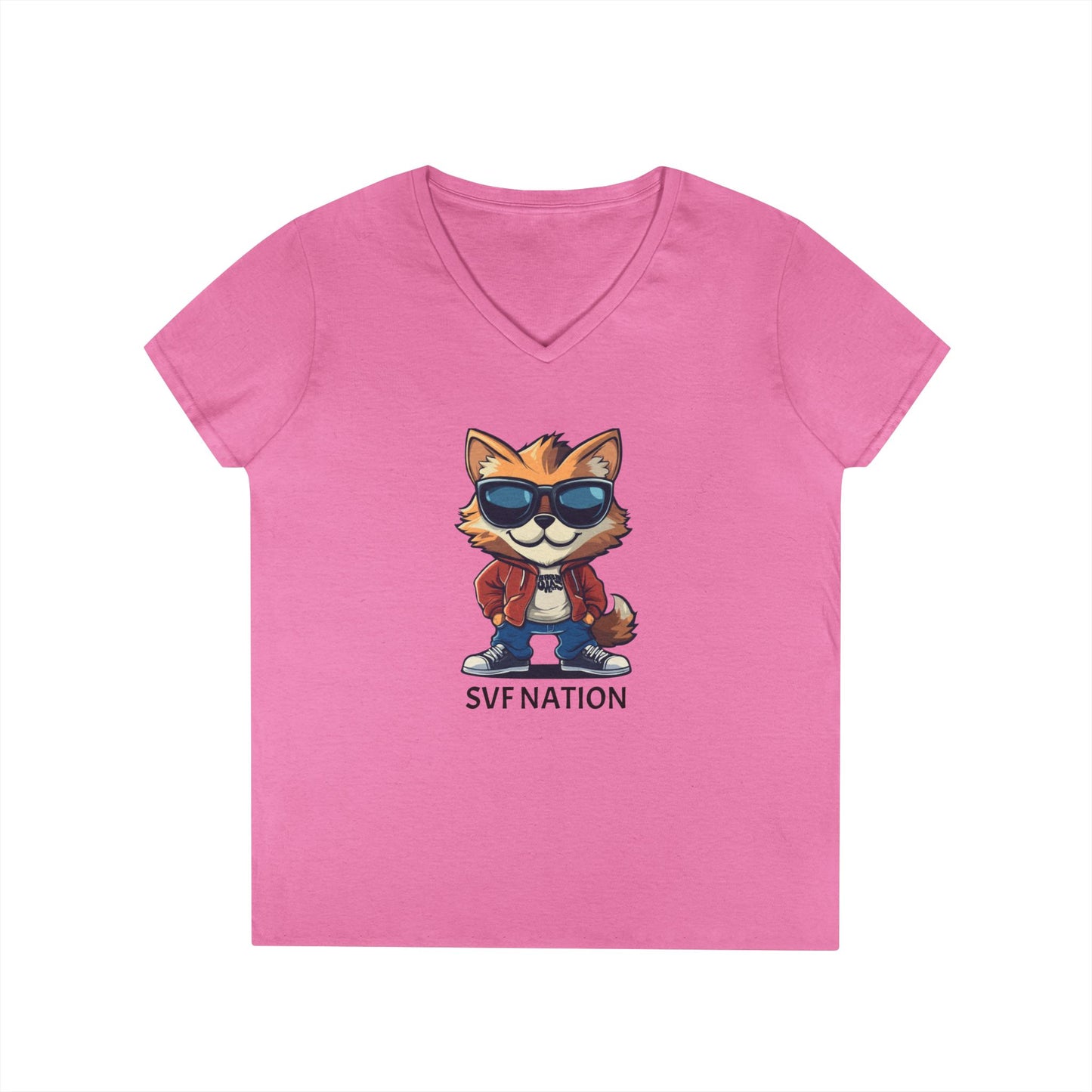 SFV NATION V-Neck T-Shirt, Trendy Graphic Tee: Casual Wear, Summer Style