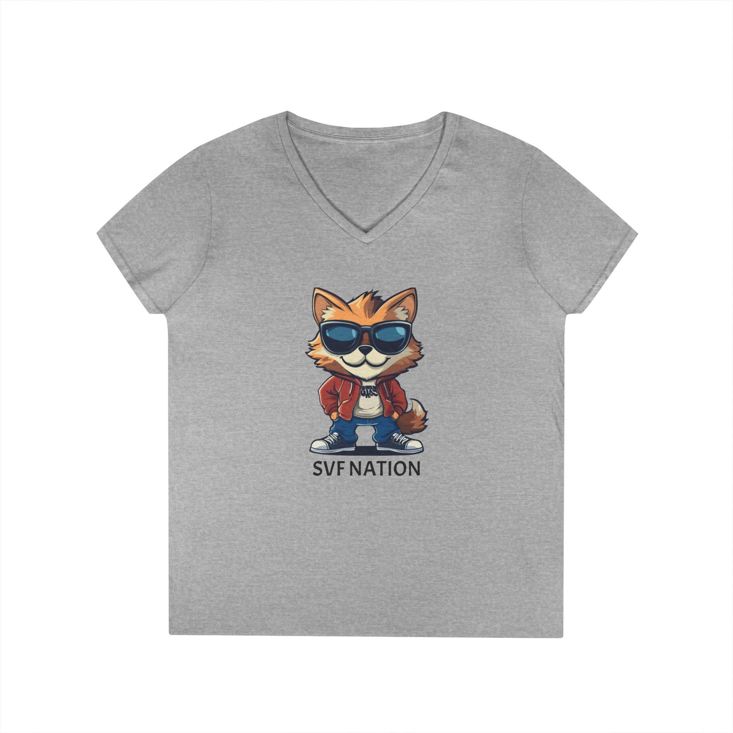 SFV NATION V-Neck T-Shirt, Trendy Graphic Tee: Casual Wear, Summer Style