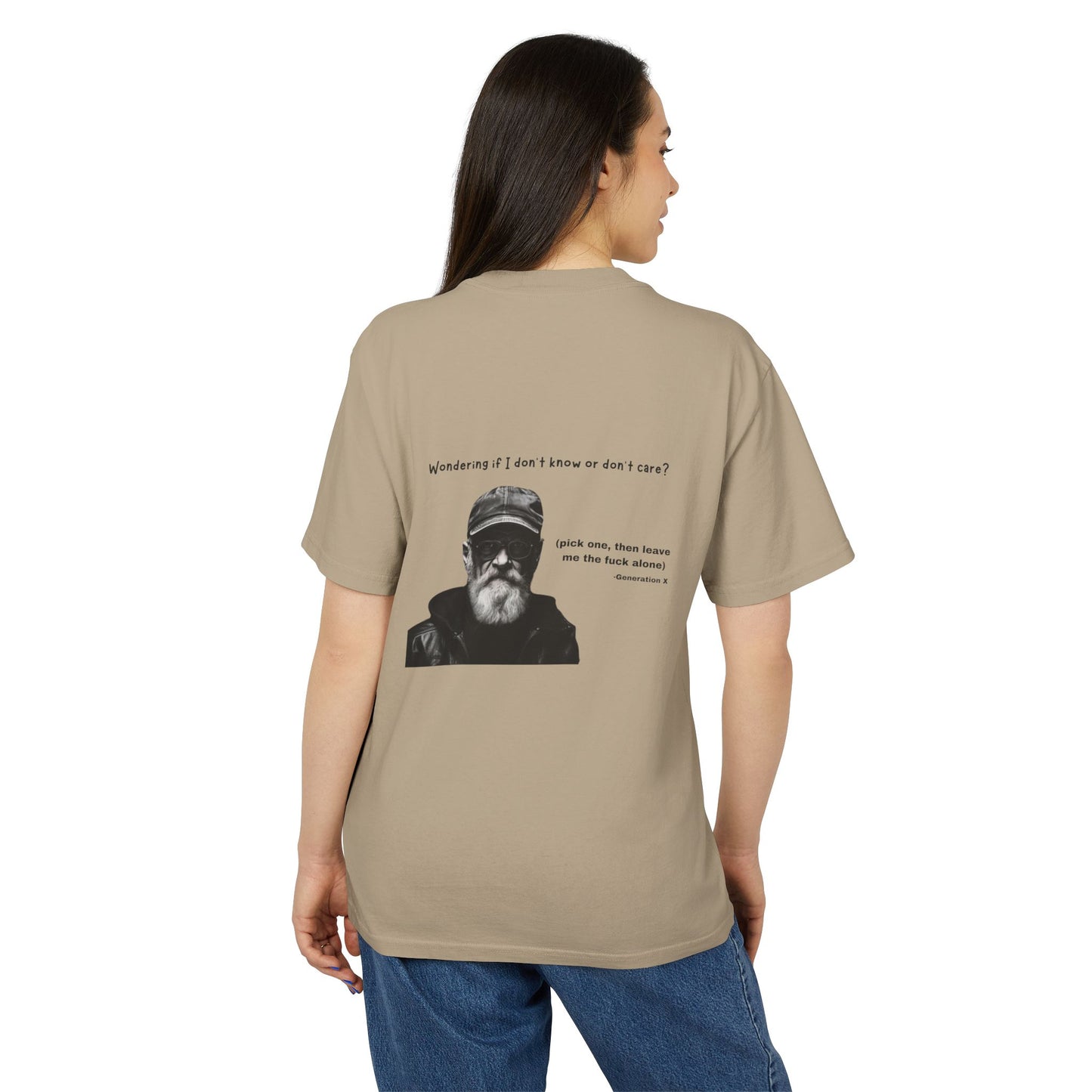 Funny Unisex Heavy Faded Tee - "Wondering If I Don't Know or Don't Care?"