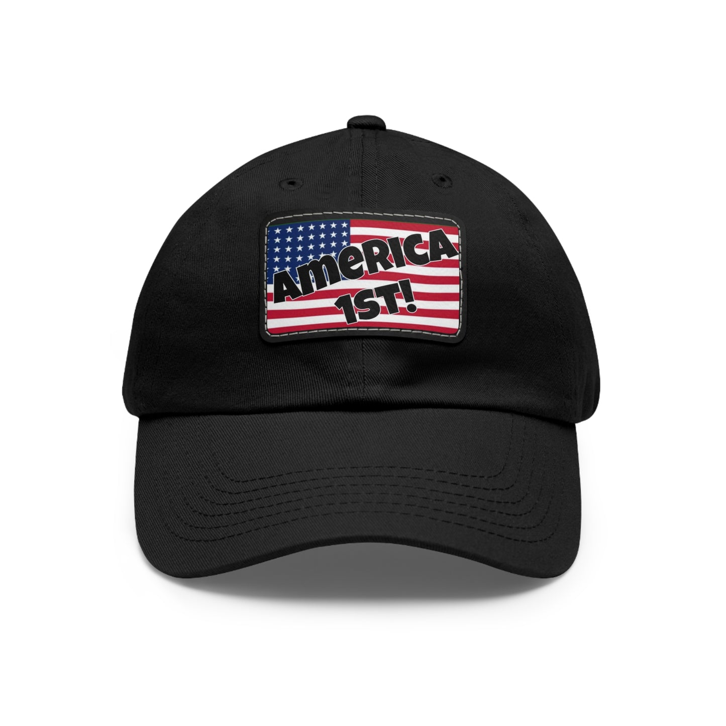 America first!- Dad Hat with Leather Patch (Rectangle)