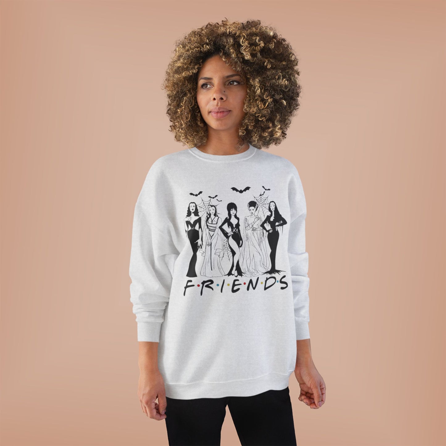 Spooky Friends Eco-Friendly Crewneck Sweatshirt – Perfect for Halloween, Cozy Vibes, Gift for Friends, Casual Wear