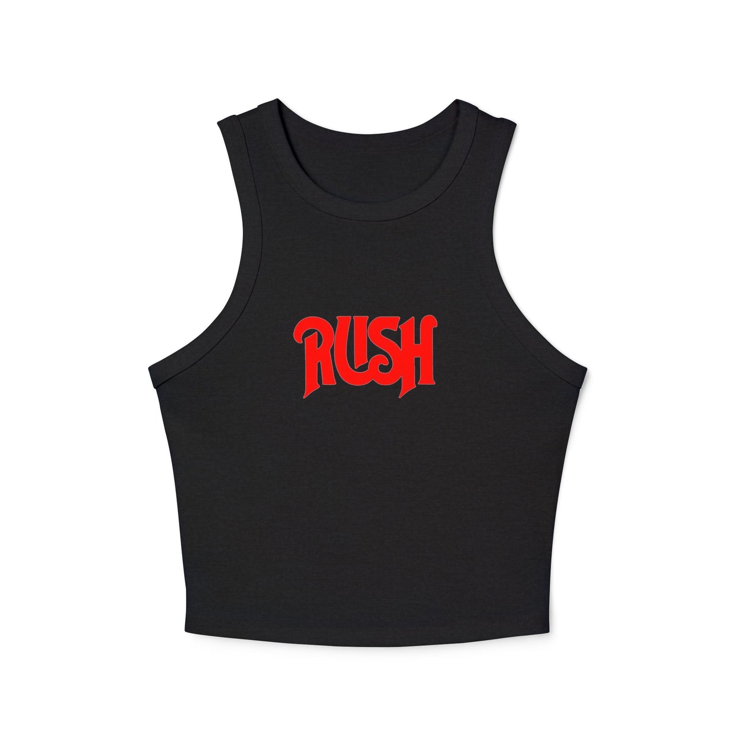 RUSH Women’s Micro Rib Racer Tank Top - Bold Black Fitness Apparel