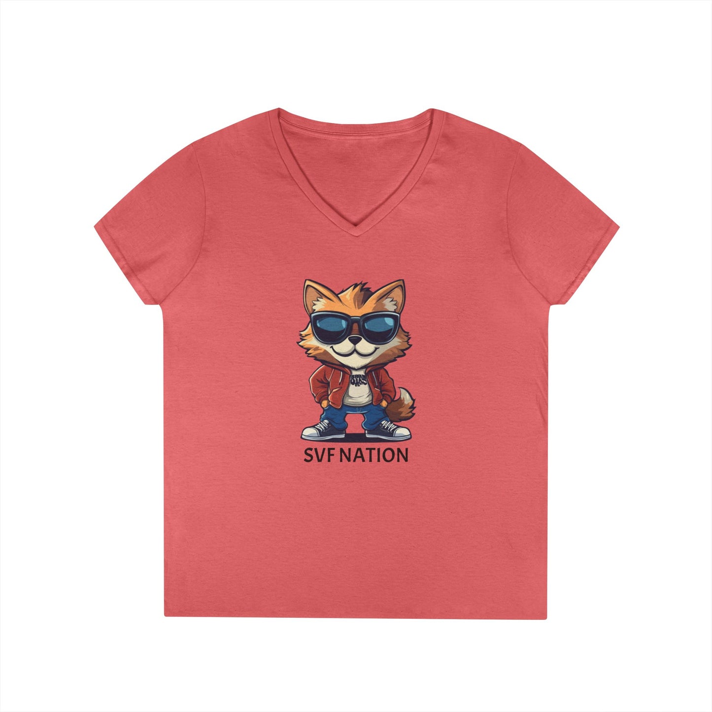 SFV NATION V-Neck T-Shirt, Trendy Graphic Tee: Casual Wear, Summer Style