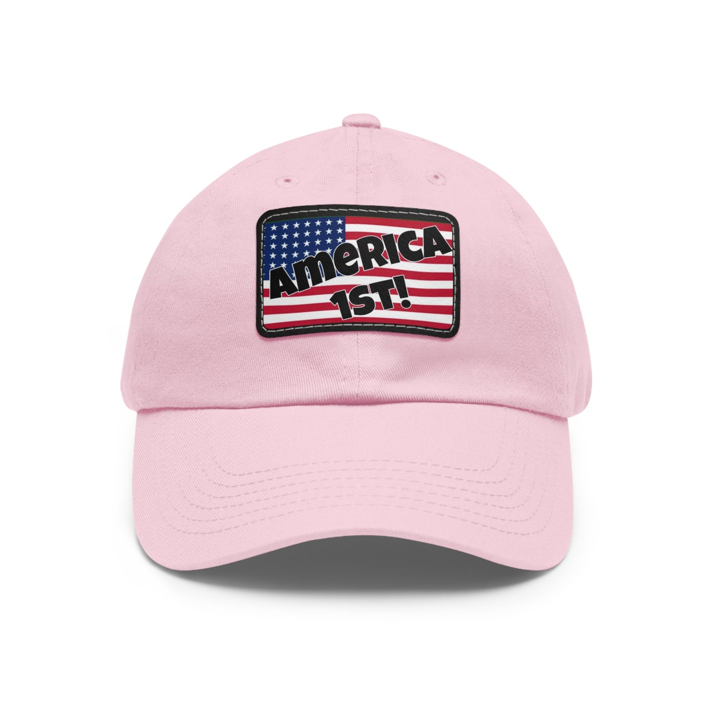 America first!- Dad Hat with Leather Patch (Rectangle)