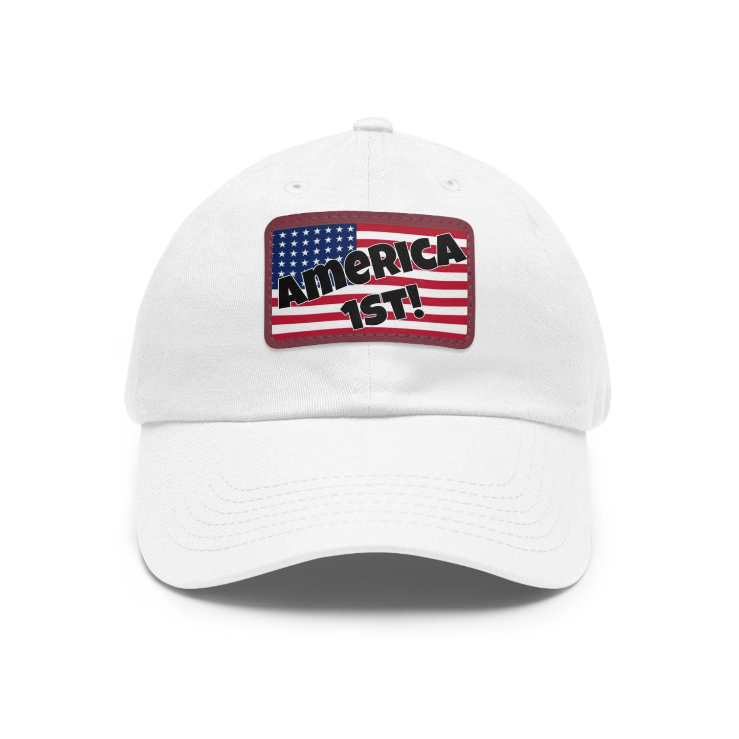 America first!- Dad Hat with Leather Patch (Rectangle)