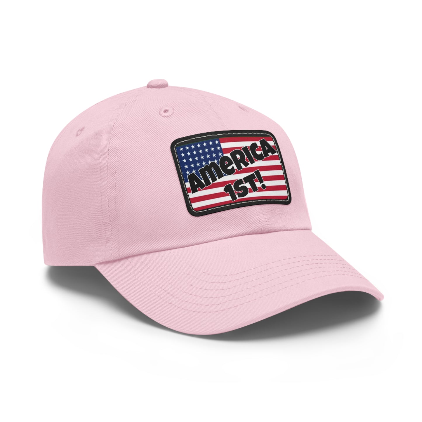 America first!- Dad Hat with Leather Patch (Rectangle)