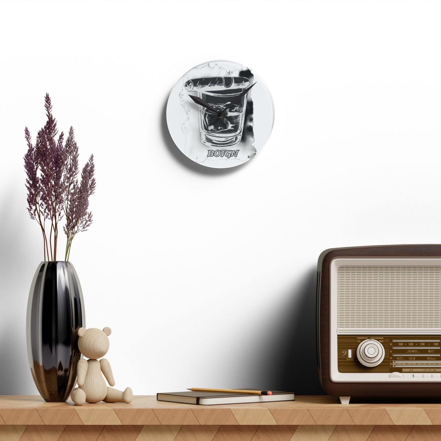 BOTGN cigar and whiskey- Acrylic Wall Clock