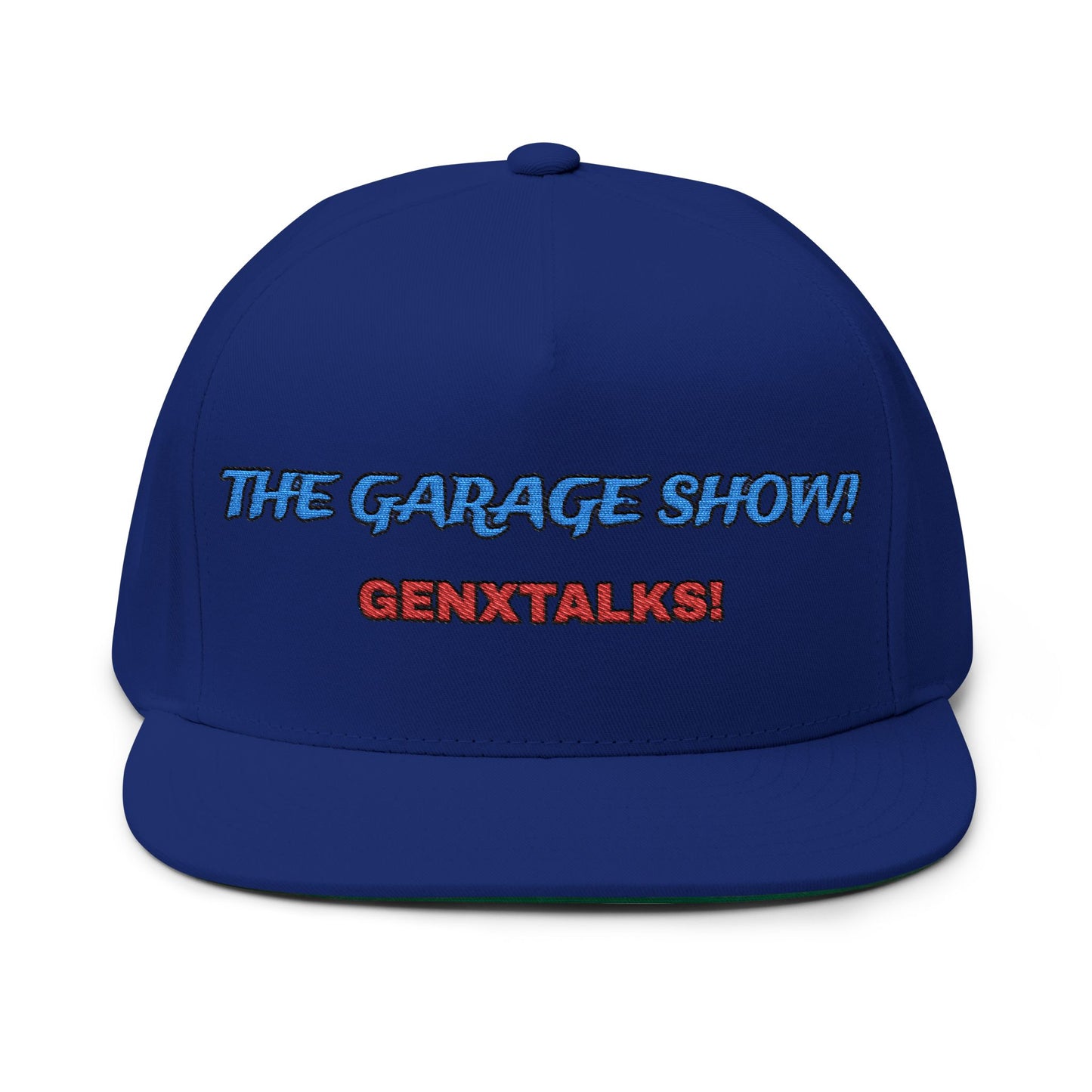 Embroidered Flat Bill Cap - The Garage Show | Snaps in back