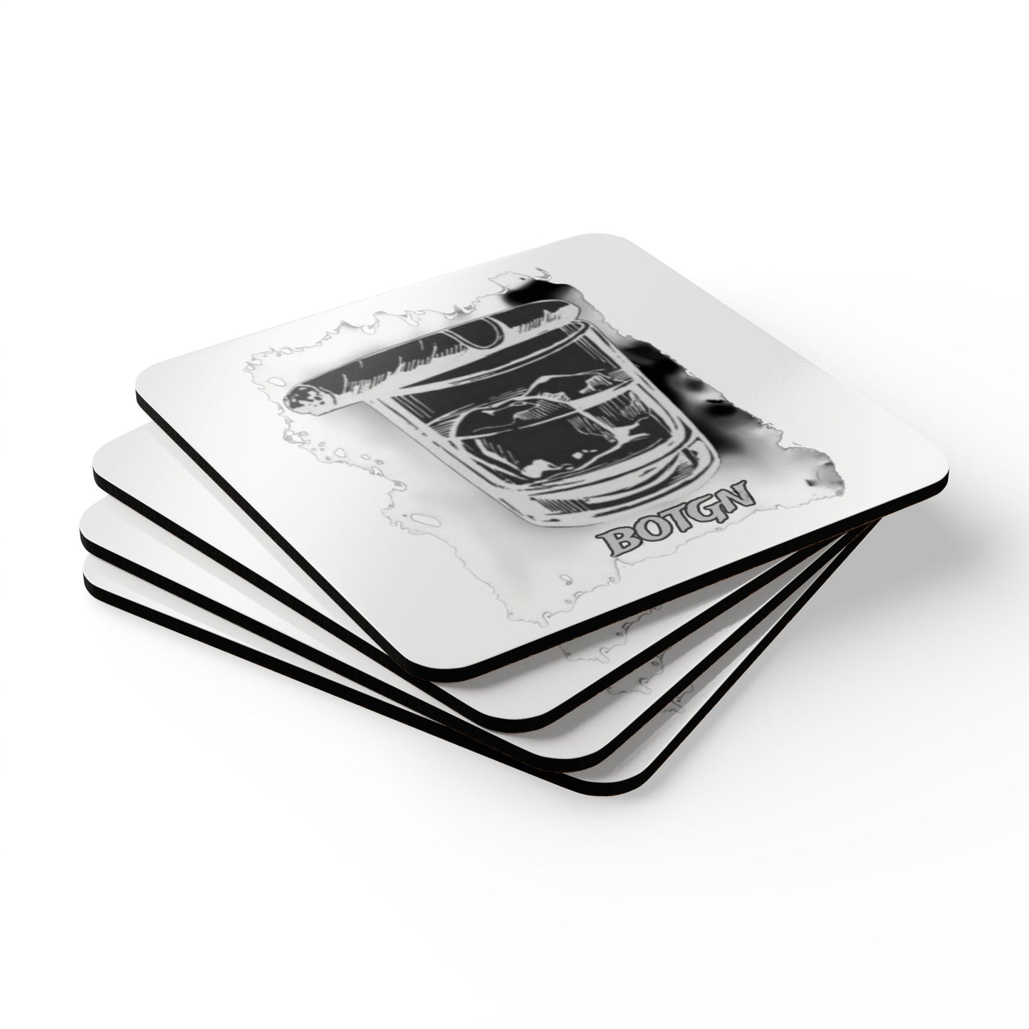 BOTGN Cigar Whiskey-Corkwood Coaster Set