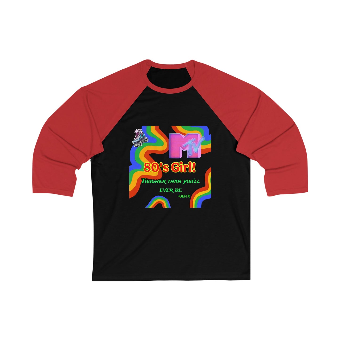 Retro 80's Girl Unisex Baseball Tee - Tougher Than You'll Ever Be