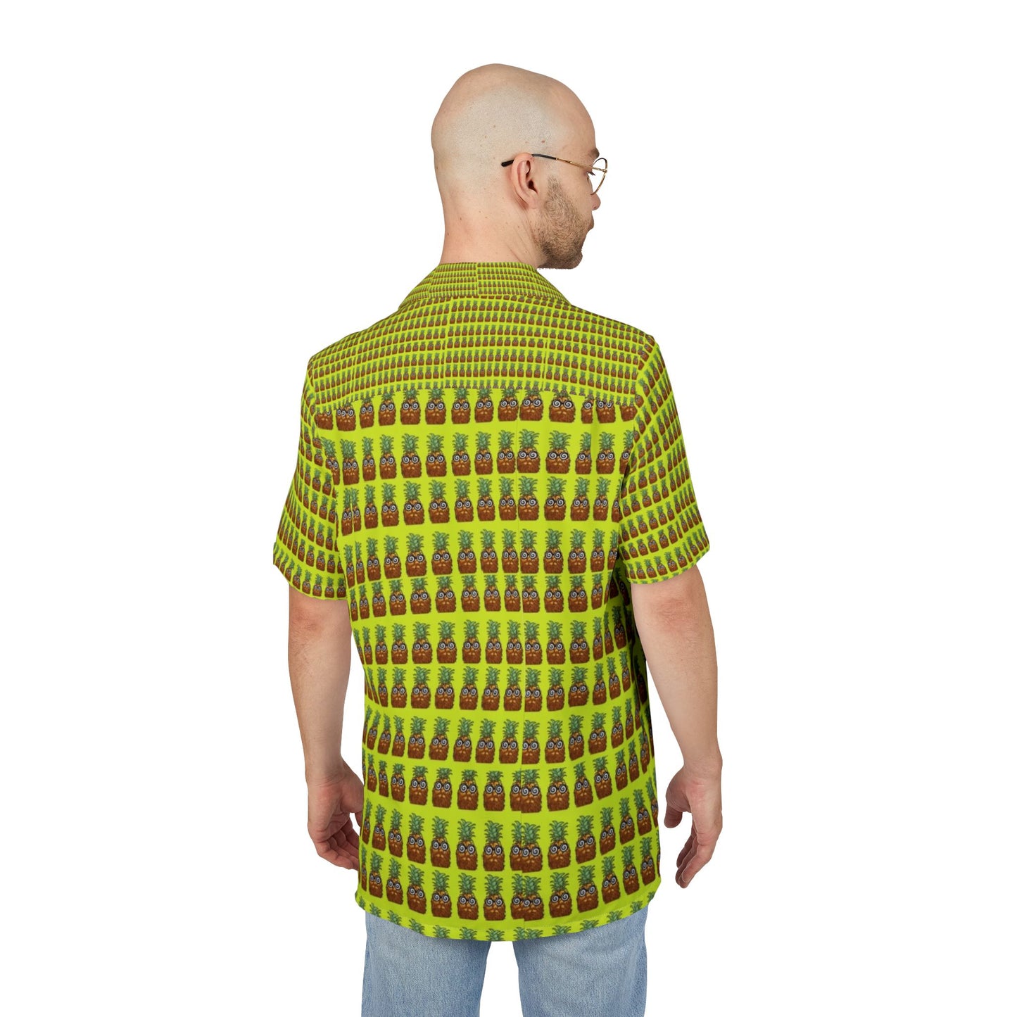Trippypineapple Rows- Unisex Hawaiian Button-Down Shirt - ns
