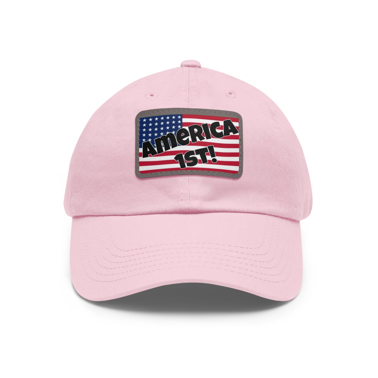 America first!- Dad Hat with Leather Patch (Rectangle)