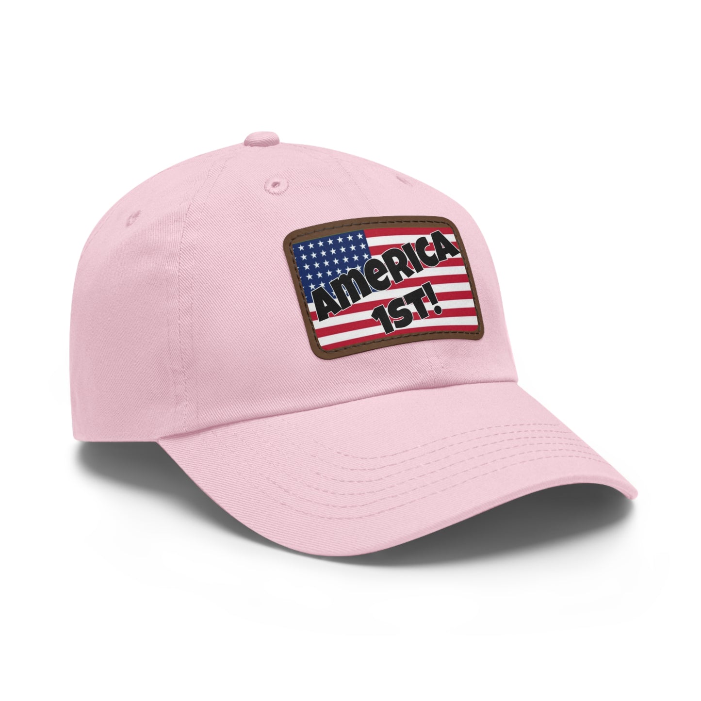 America first!- Dad Hat with Leather Patch (Rectangle)