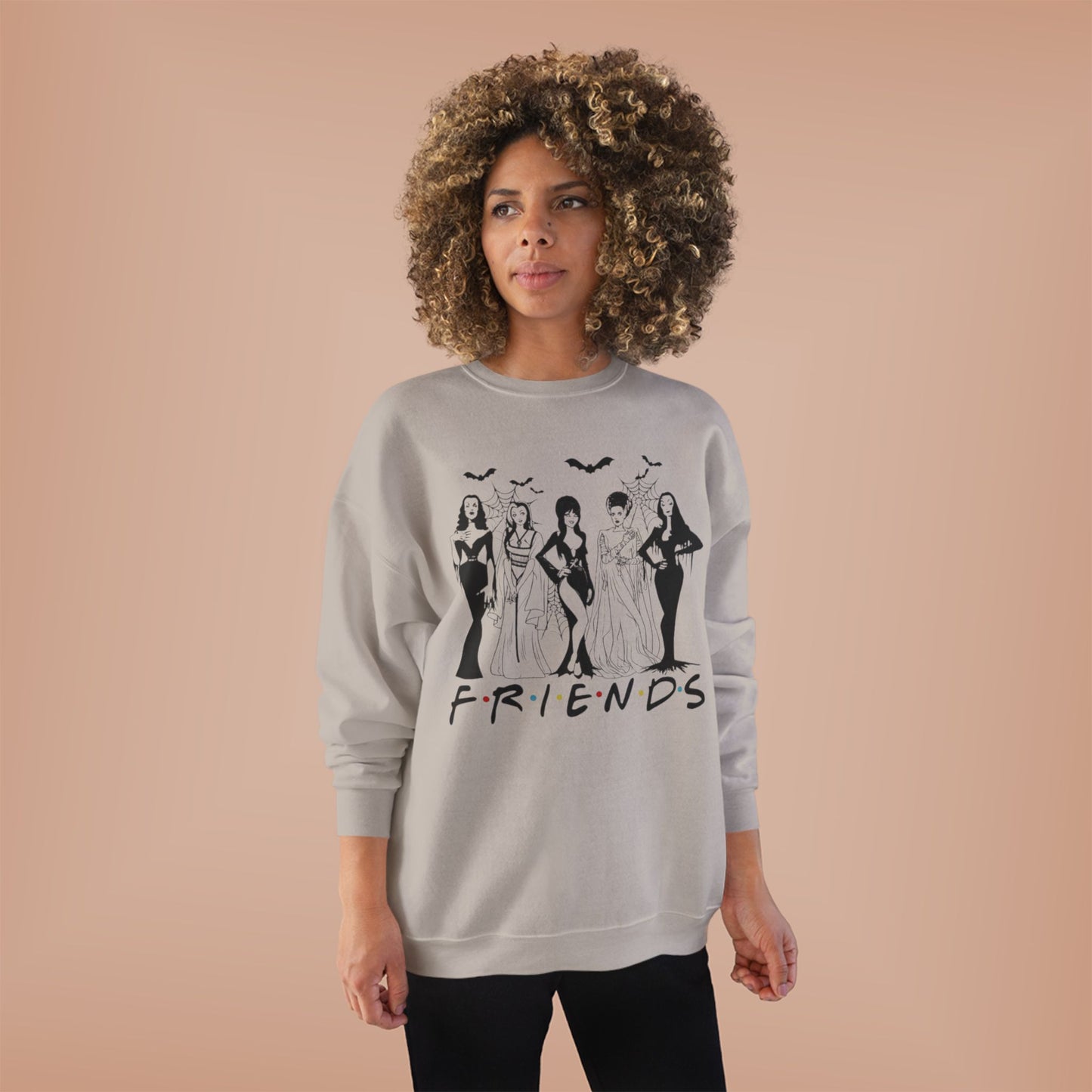 Spooky Friends Eco-Friendly Crewneck Sweatshirt – Perfect for Halloween, Cozy Vibes, Gift for Friends, Casual Wear